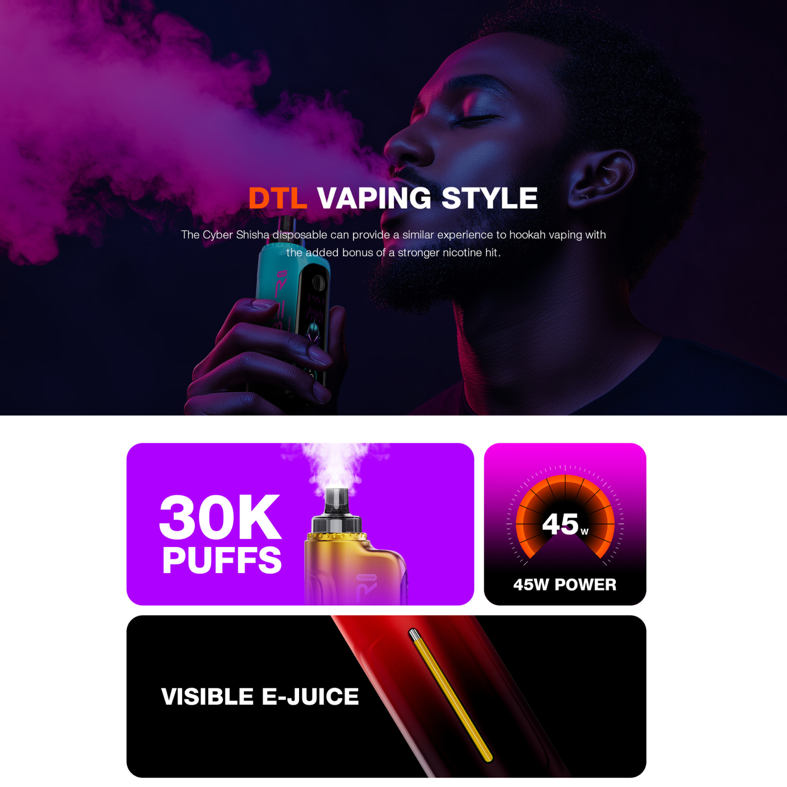 Keystone Cyber DTL Hookah Shisha 30000 Puffs Dynamic Screen Disposable Vape  0.6% 6mg NIC