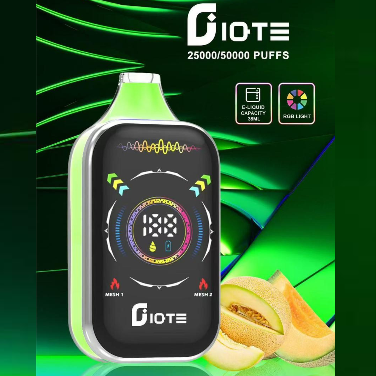 IQTE 50000 Puffs Dual Mesh RGB Full-Screen 38ml E-Liquid