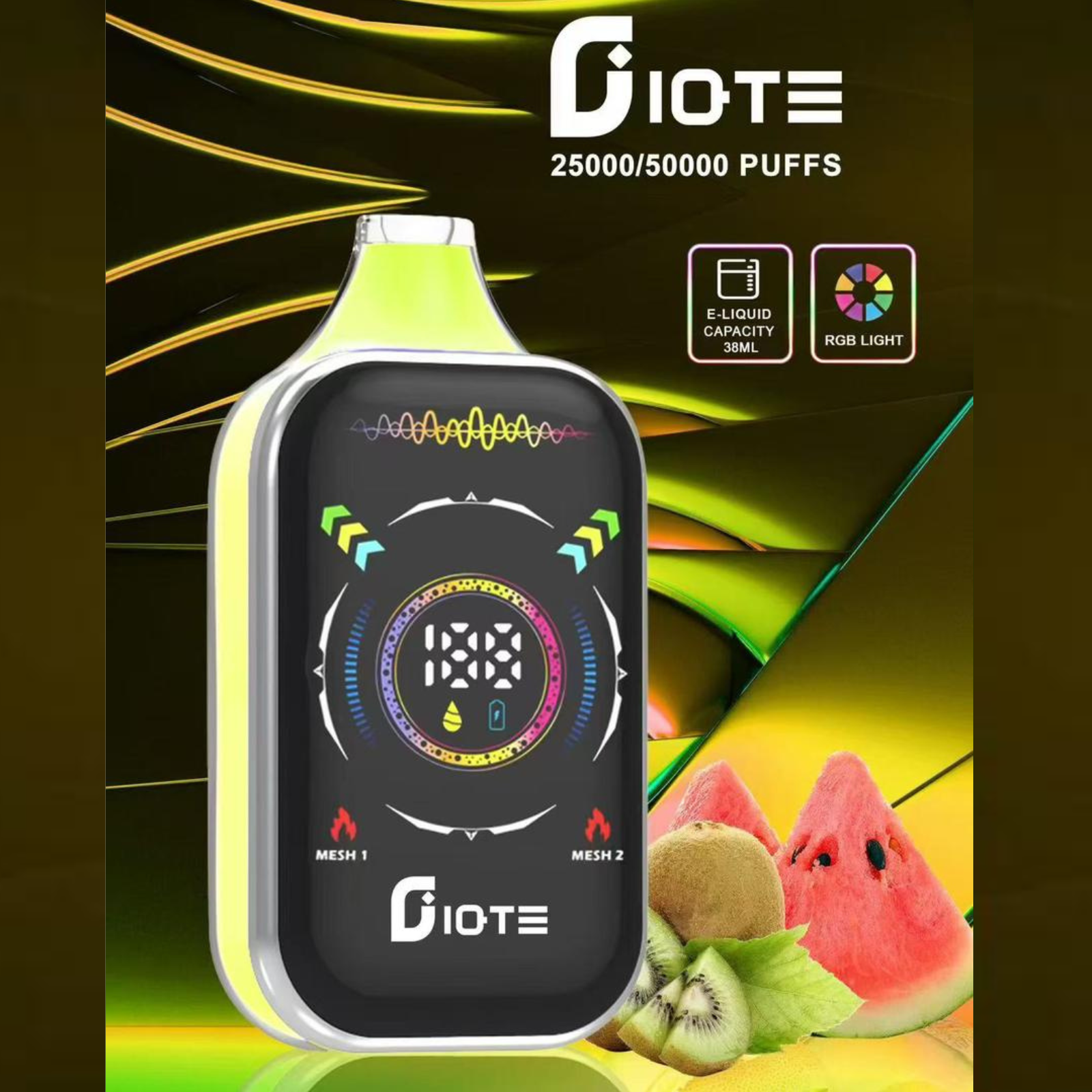 IQTE 50000 Puffs Dual Mesh RGB Full-Screen 38ml E-Liquid