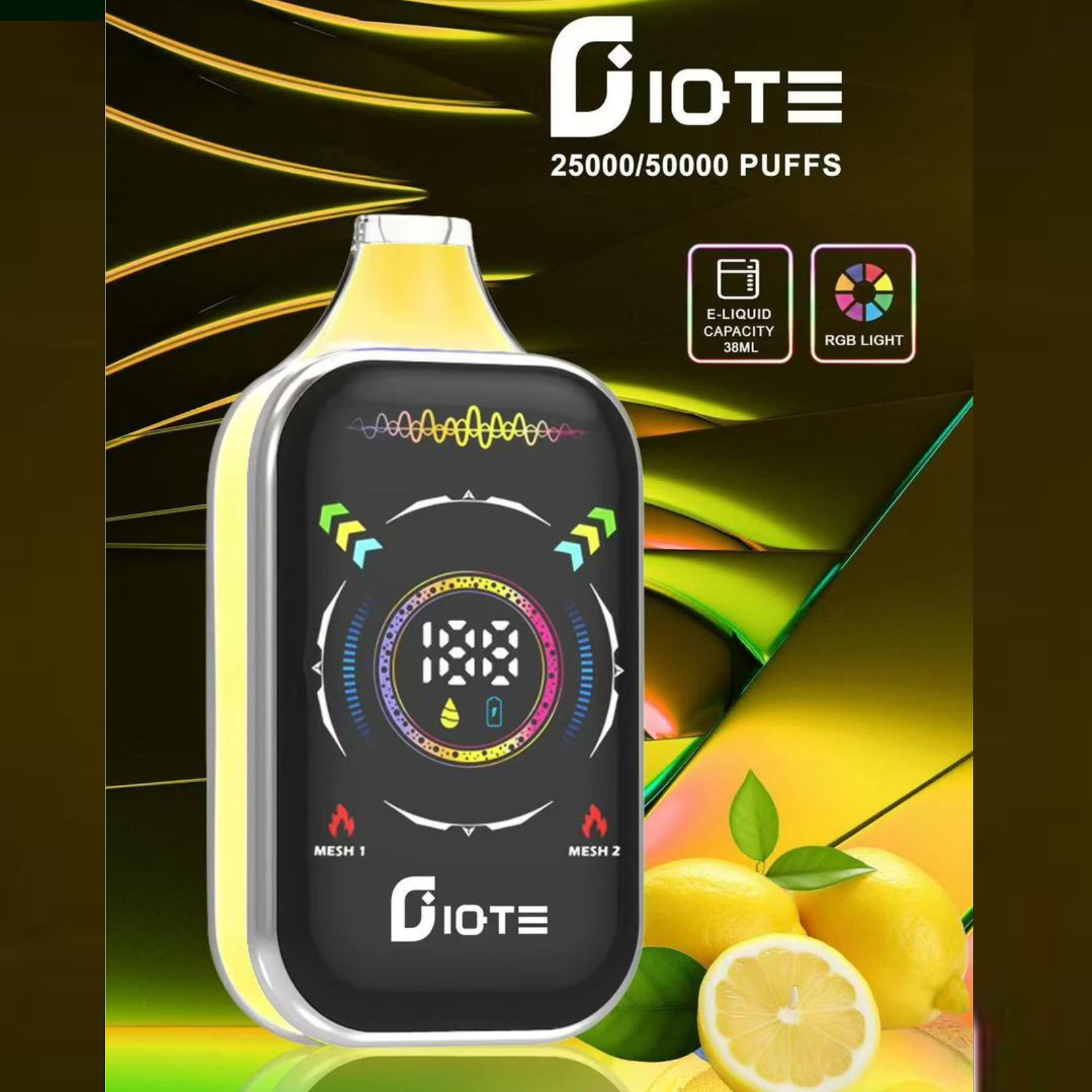 IQTE 50000 Puffs Dual Mesh RGB Full-Screen 38ml E-Liquid