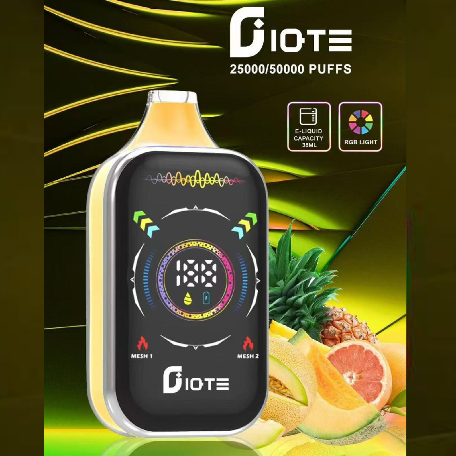 IQTE 50000 Puffs Dual Mesh RGB Full-Screen 38ml E-Liquid