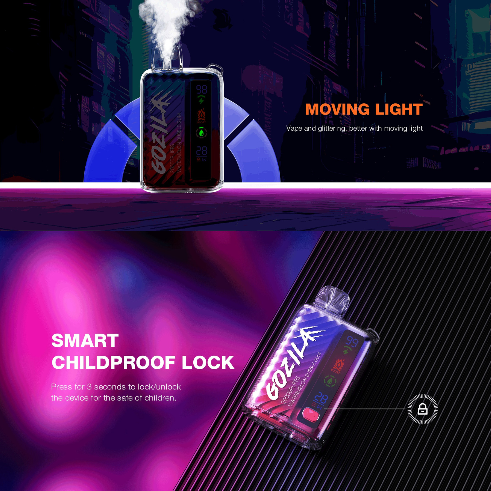 Keystone GOZILA 20000 Puffs Dual Mesh Adjustable Power Disposable Vape