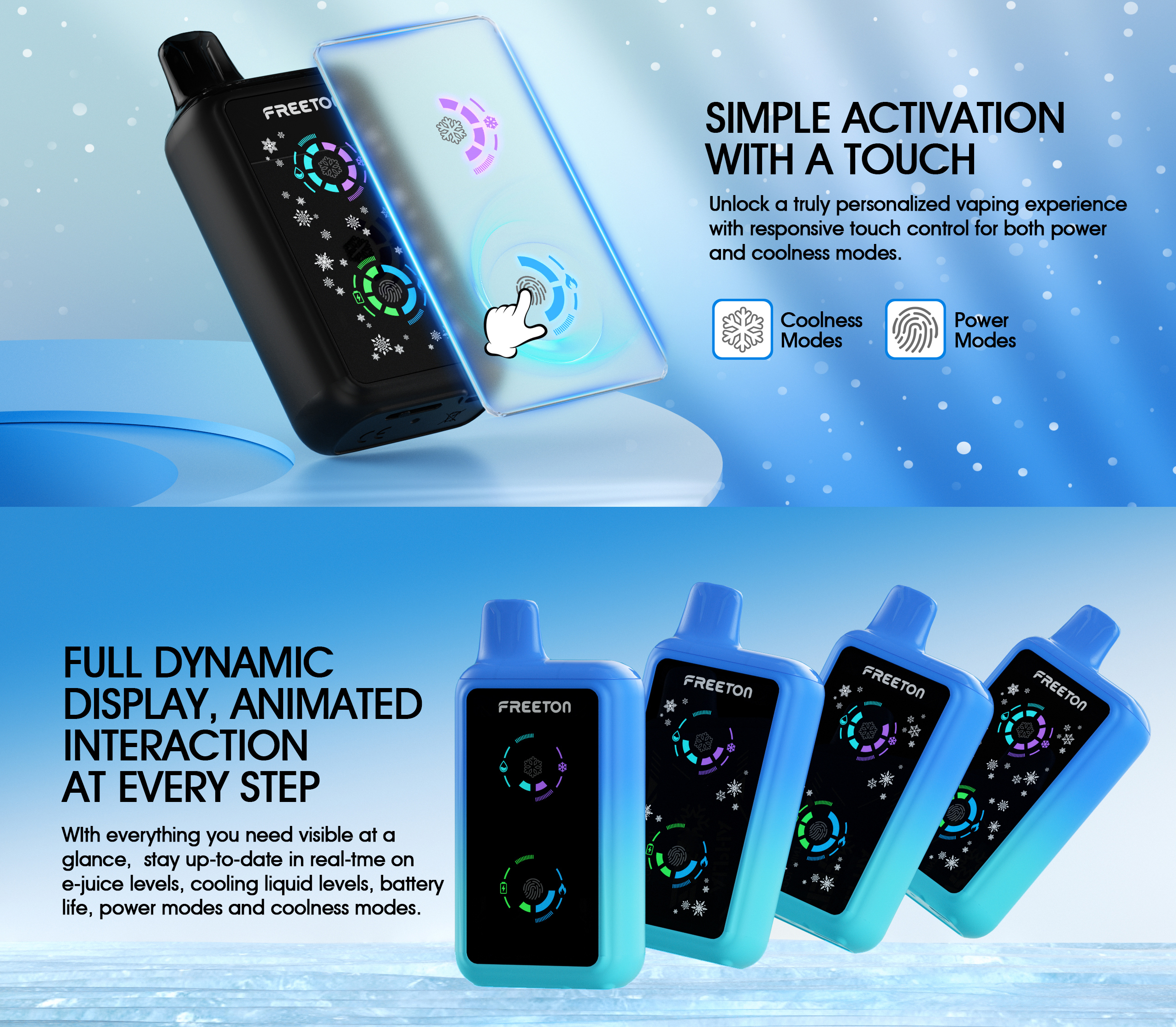 Freeton Alpha Zero 40000 Puffs ADJUSTABLE ICE LEVELS Disposable Vape 5% 50mg Nic