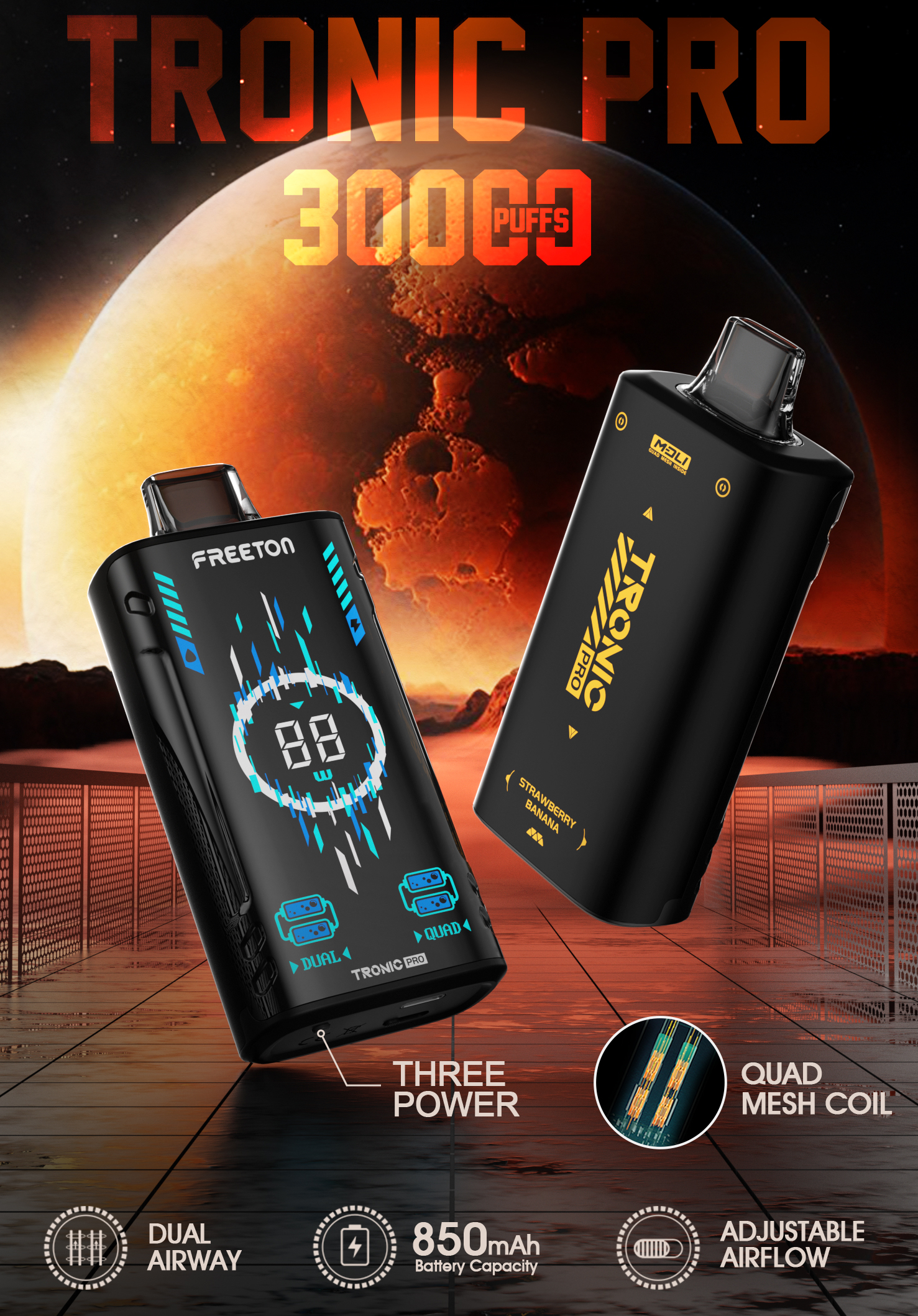 Freeton Tronic PRO Bar DTL 30000 Puffs Quad Mesh Coil Dubai