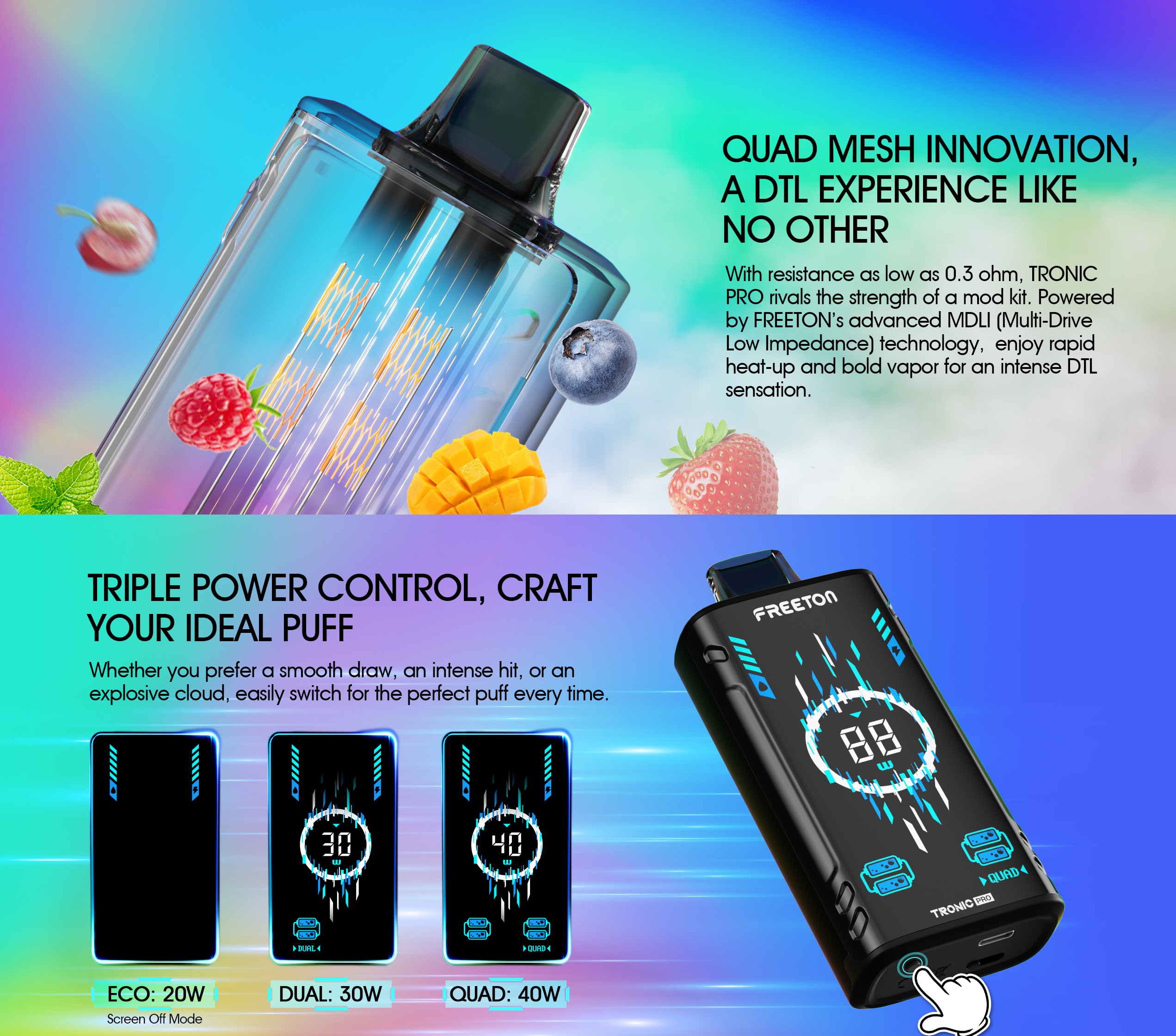 Freeton Tronic PRO Bar DTL 30000 Puffs Quad Mesh Coil Dubai