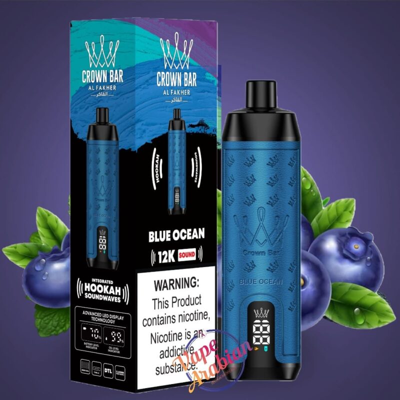 Al Fakher Crown Bar Shisha DTL 12000 Puffs Disposable Vape With Sound 0.5% 5mg Nic 9 Flavors