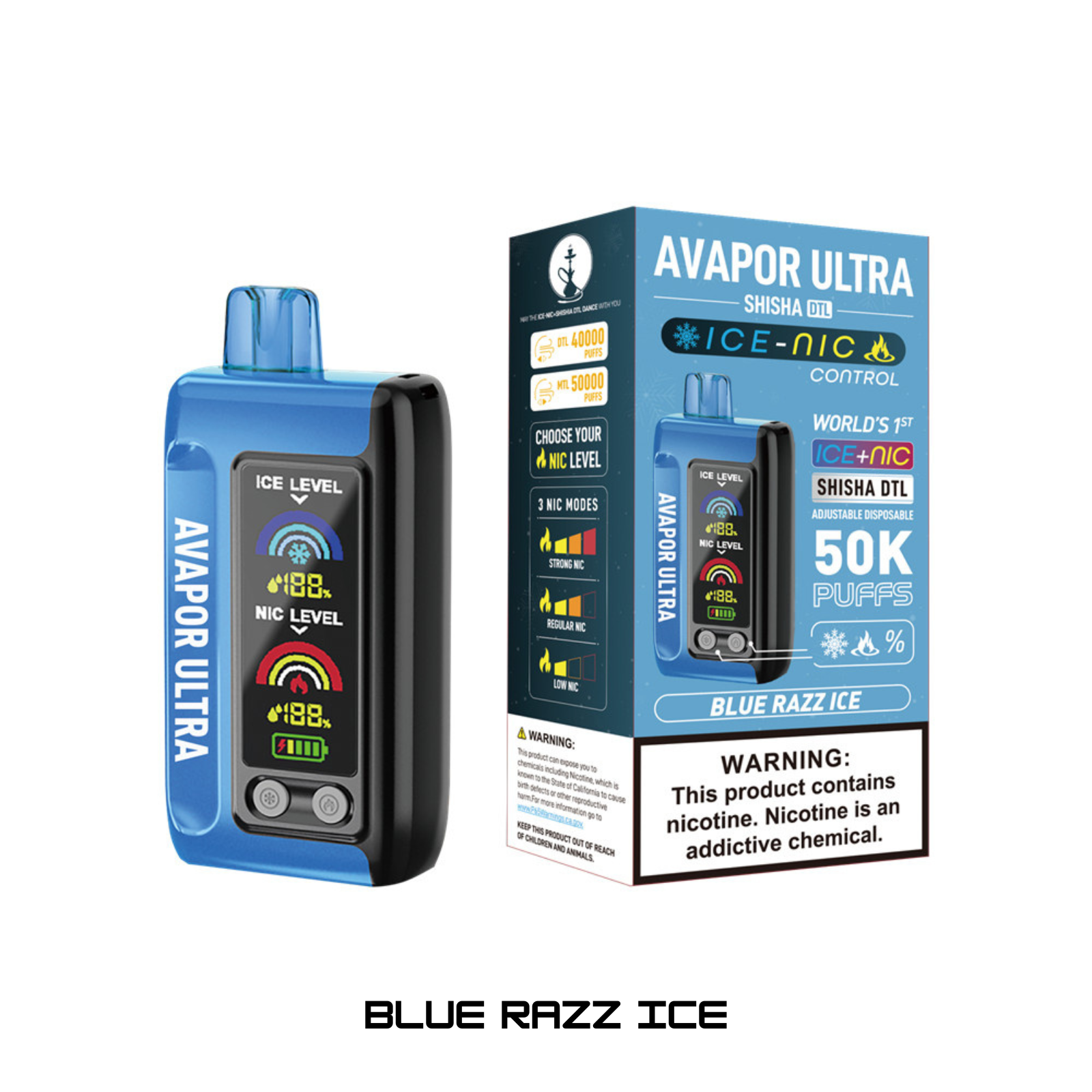 Avapor Ultra Geek Bomb 60000 Puffs Ice & Nic Control Disposable Vape 5% 50mg NIC