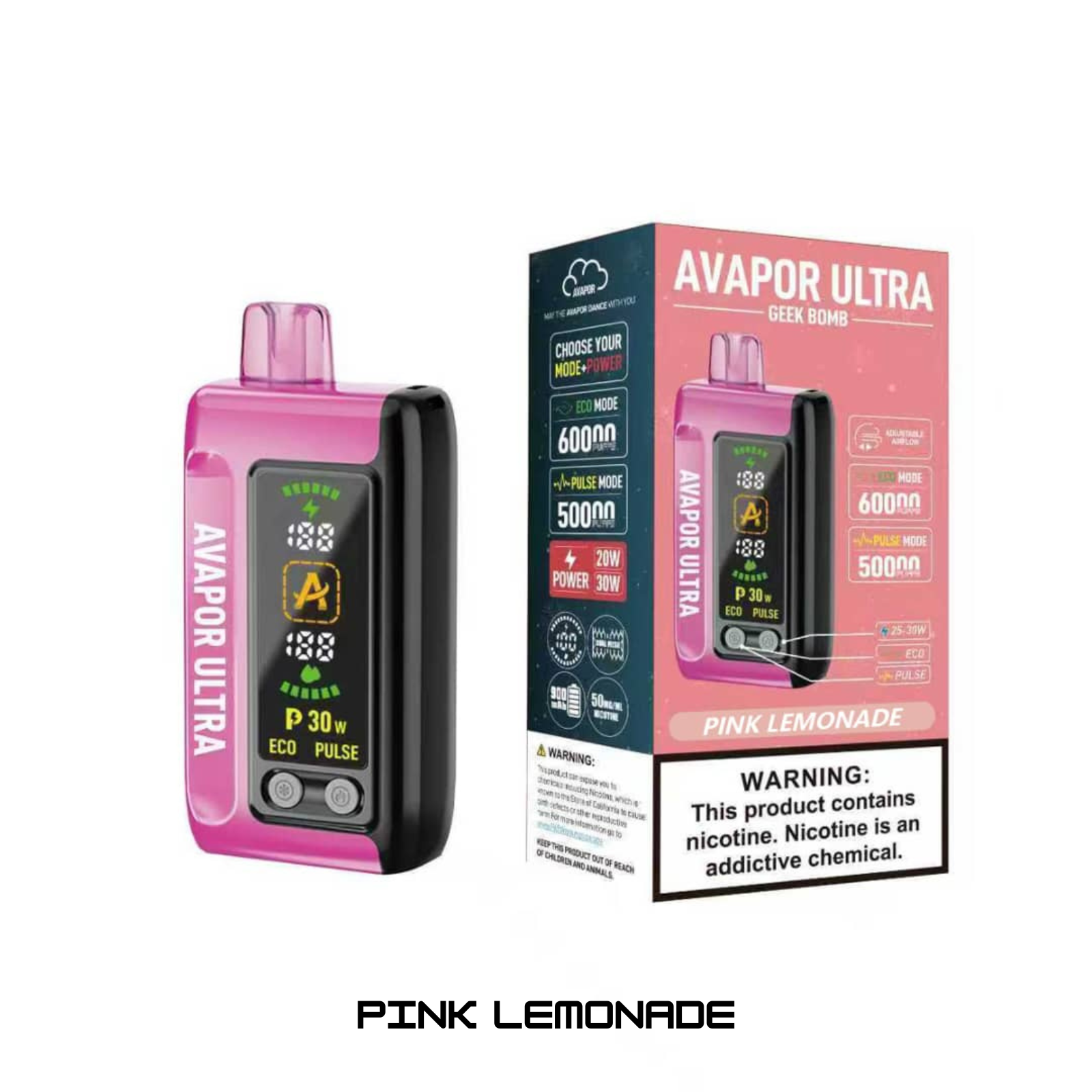 Avapor Ultra Geek Bomb 60000 Puffs Ice & Nic Control Disposable Vape 5% 50mg NIC