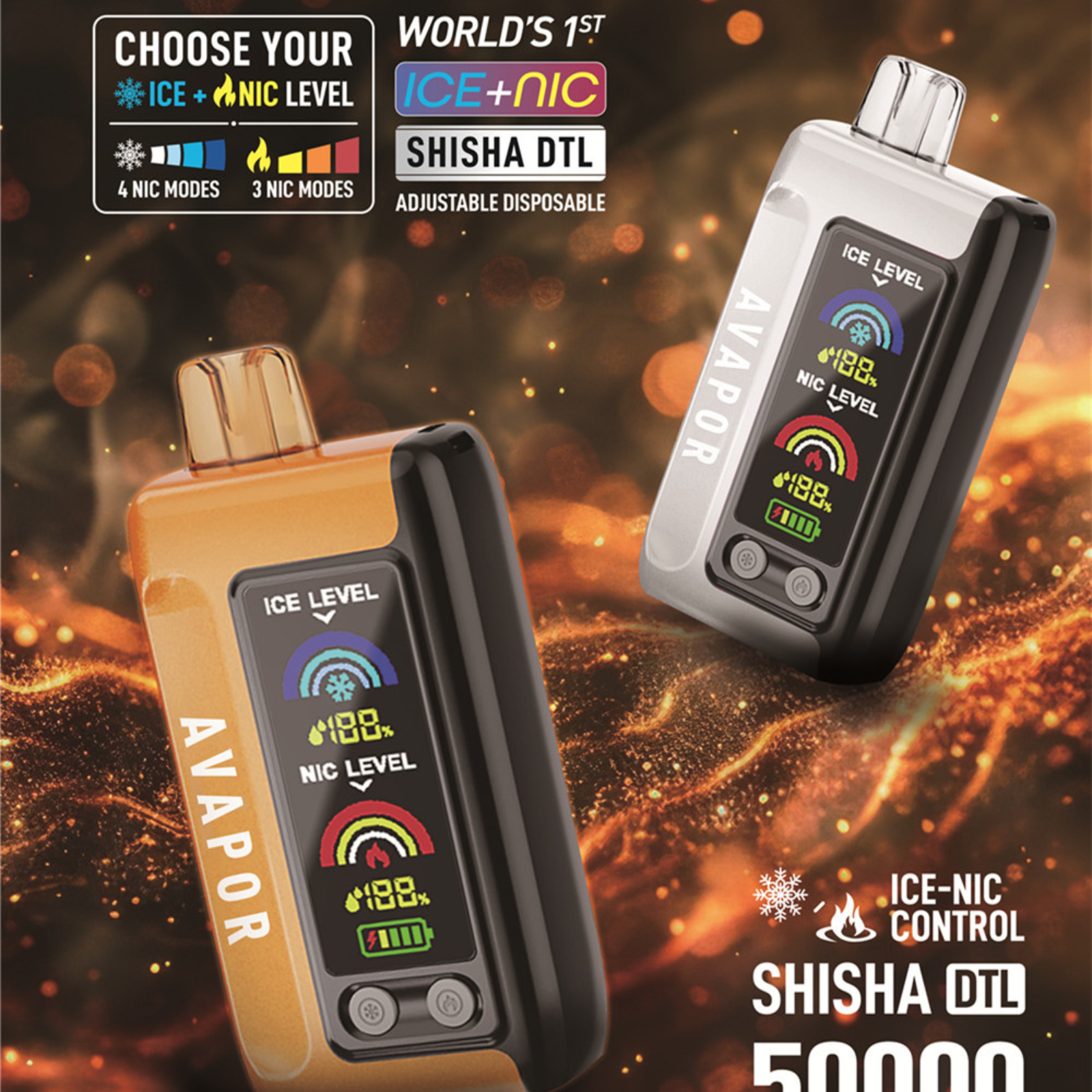 Avapor Ultra Geek Bomb 60000 Puffs Ice & Nic Control Disposable Vape 5% 50mg NIC