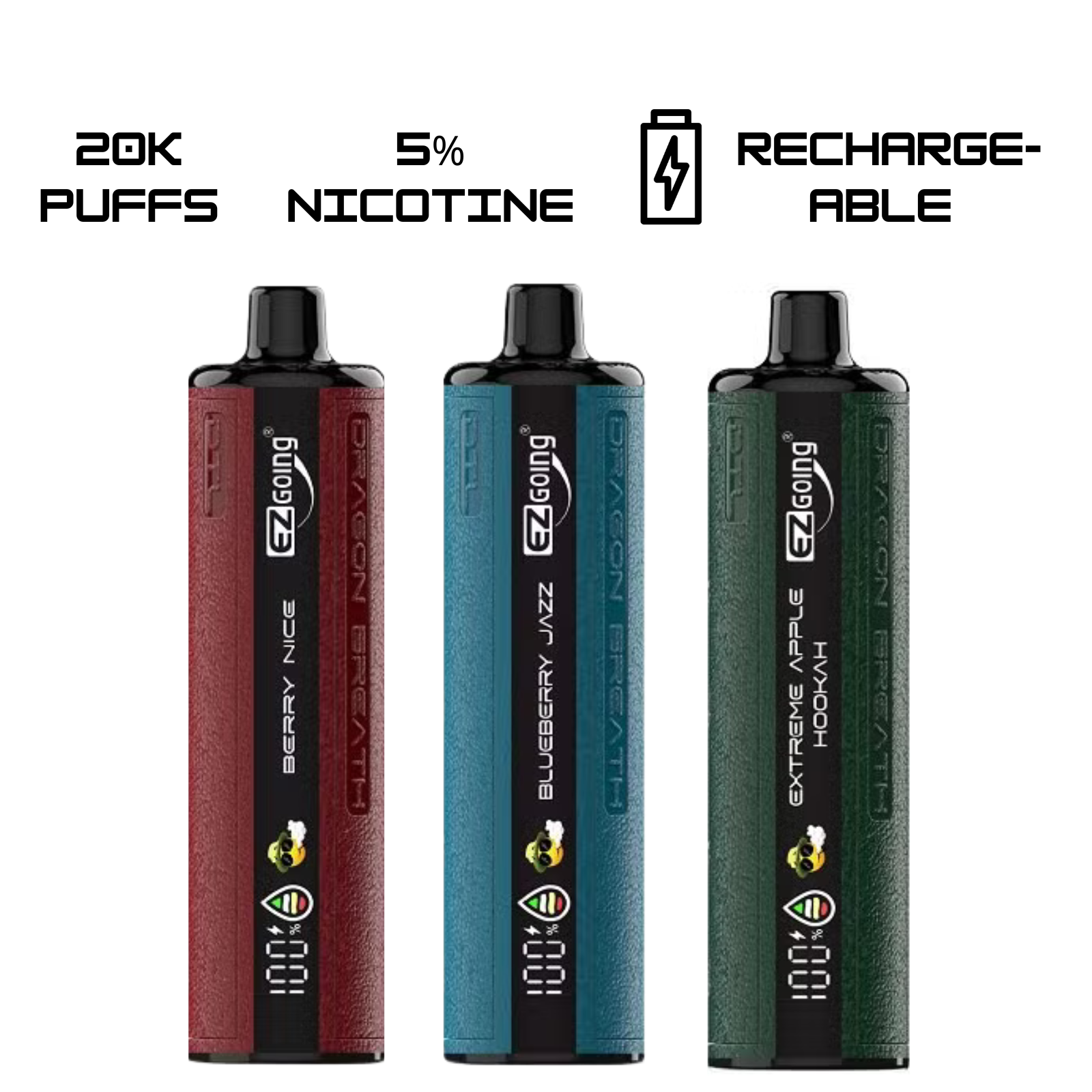 EZ GOING DTL Shisha Hookah 20000 Puffs Adjustable Airflow Disposable Vape 0.5% 5mg NIC