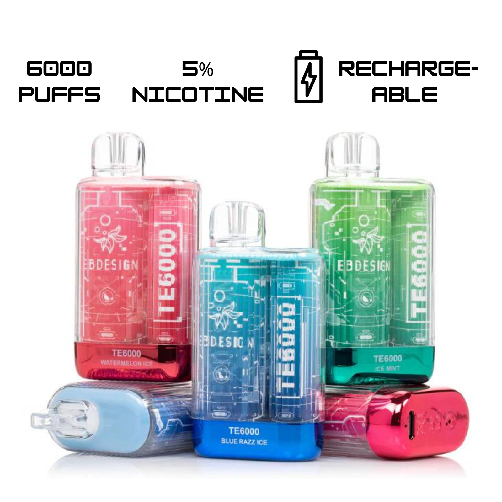 Elf Bar TE6000 Disposable Vape 6000 PUFFS 5% 50mg Nic