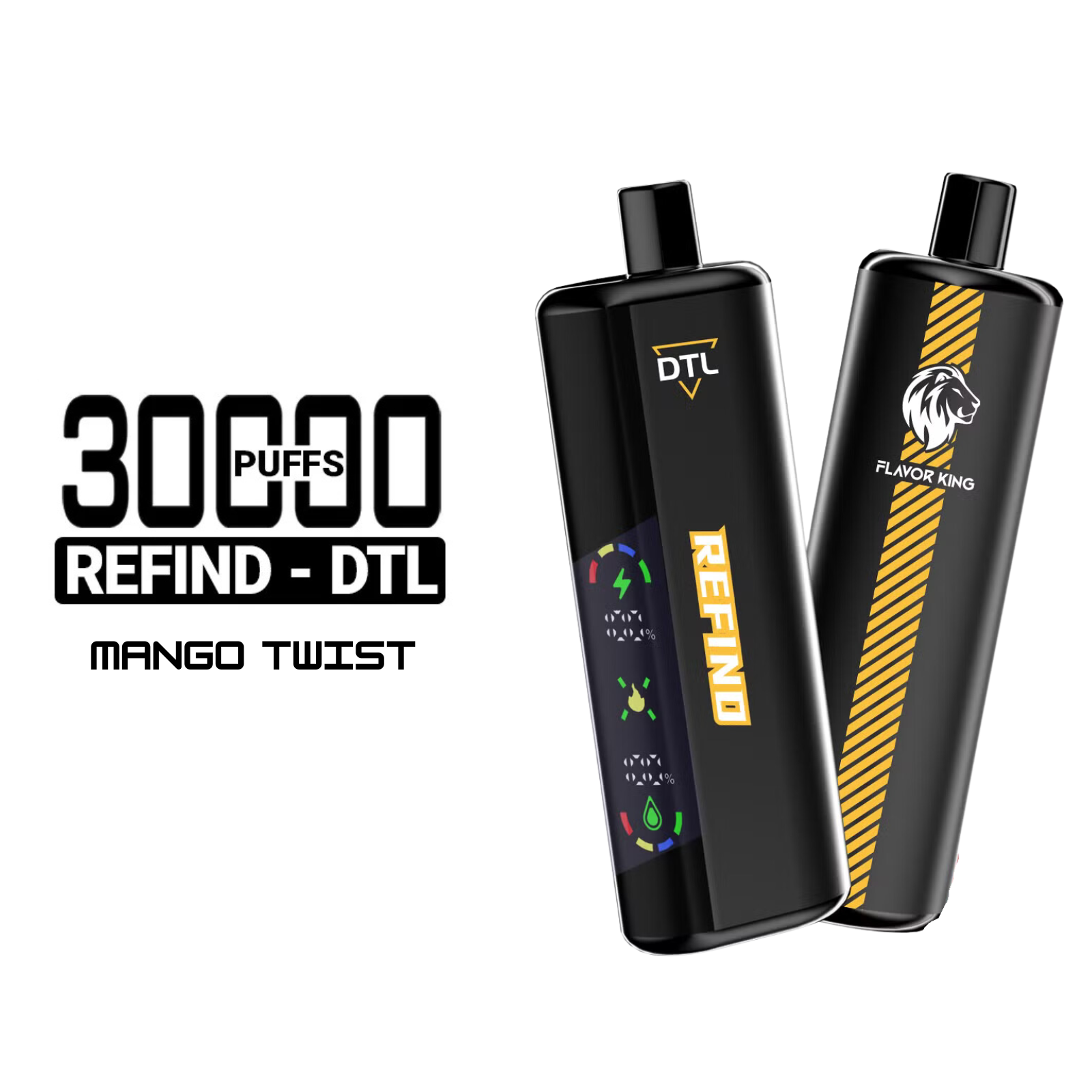 Flavor King Refind DTL Shisha Hookah 30000 Puffs Adjustable Airflow Disposable Vape 0.5% 5mg NIC