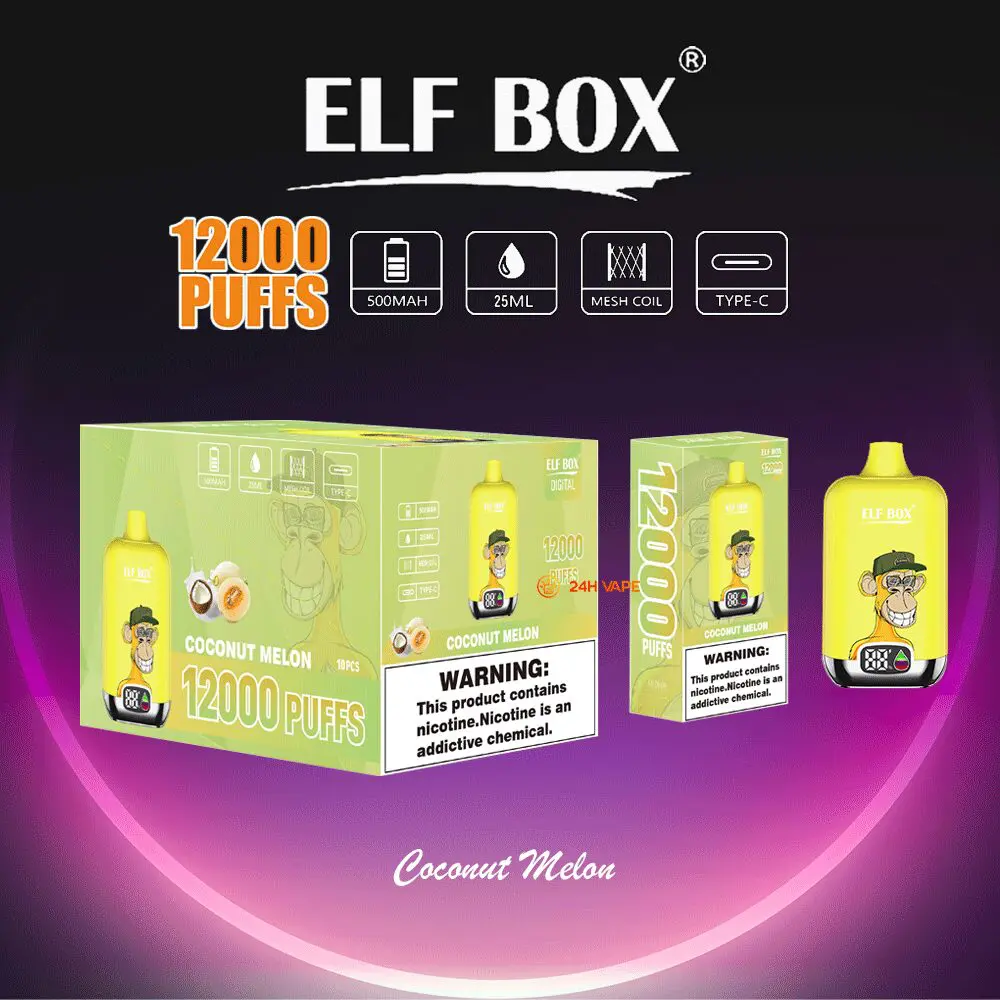 Elf Box Digital 12000 Puffs Disposable Vape 0% 0mg Nic Free 5% 50mg Nic