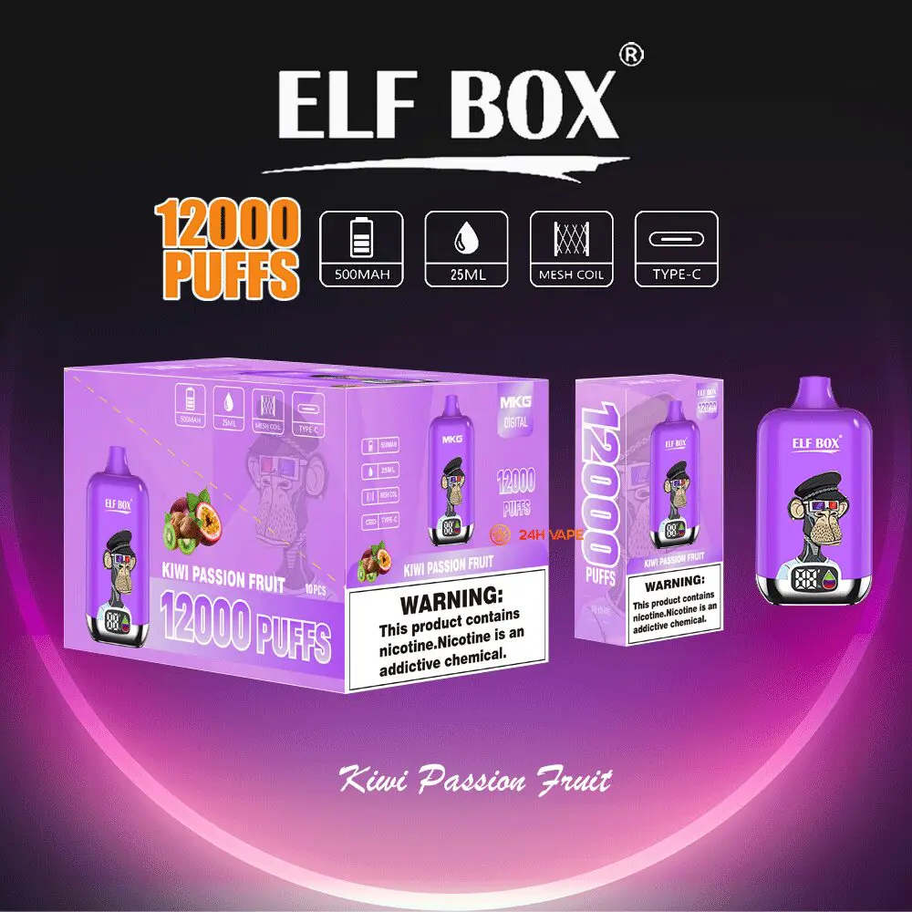 Elf Box Digital 12000 Puffs Disposable Vape 0% 0mg Nic Free 5% 50mg Nic