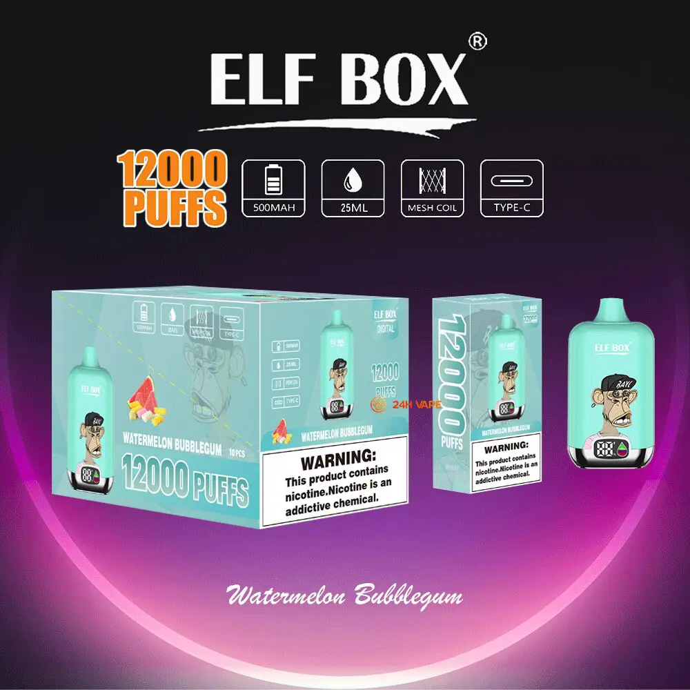 Elf Box Digital 12000 Puffs Disposable Vape 0% 0mg Nic Free 5% 50mg Nic