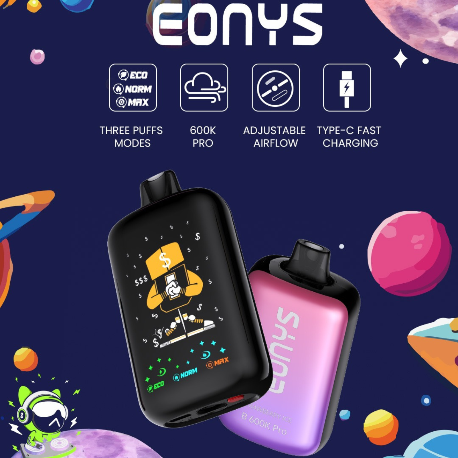 Eonys B600K Pro 600000 Puffs Disposable Vape 5% 50mg NIC