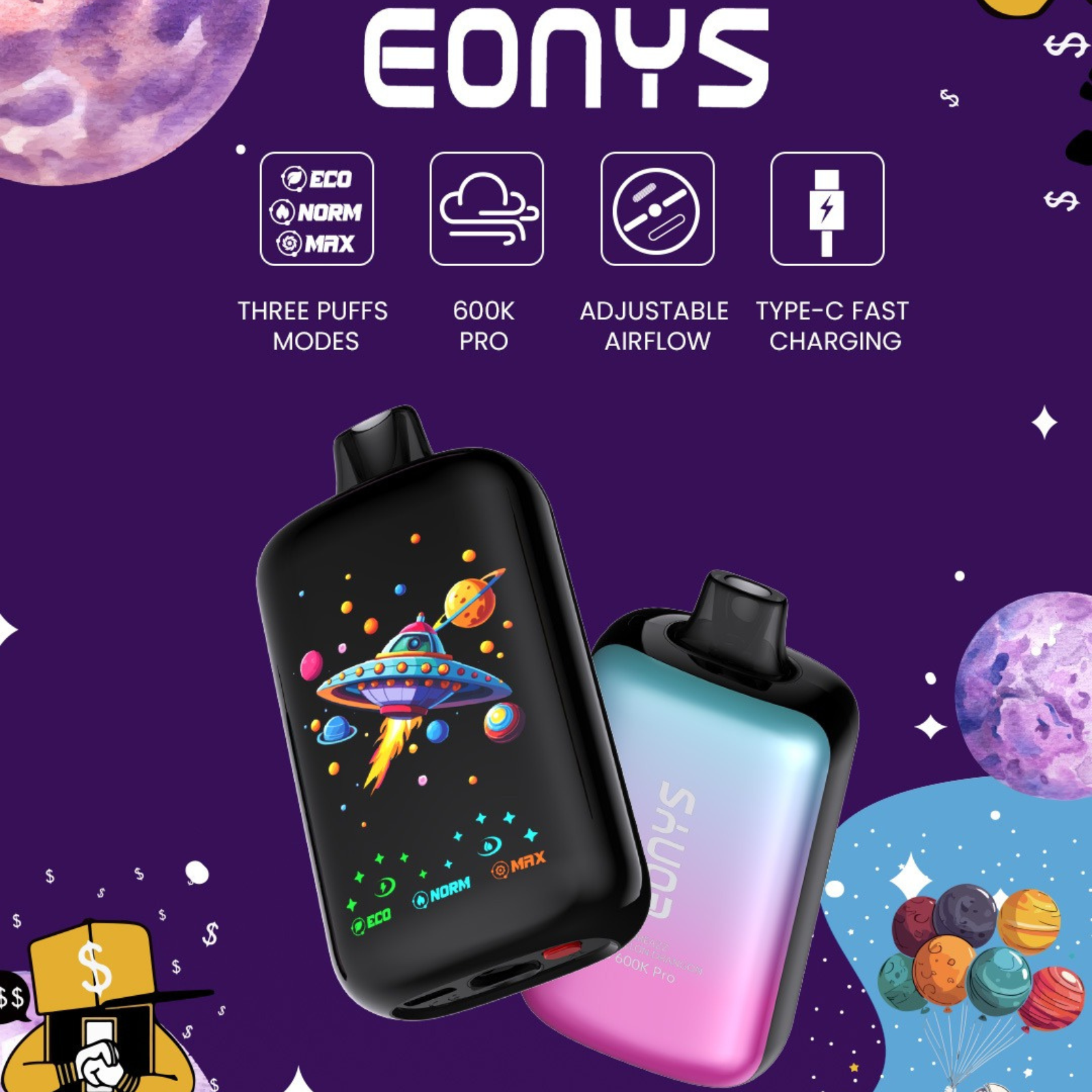 Eonys B600K Pro 600000 Puffs Disposable Vape 5% 50mg NIC