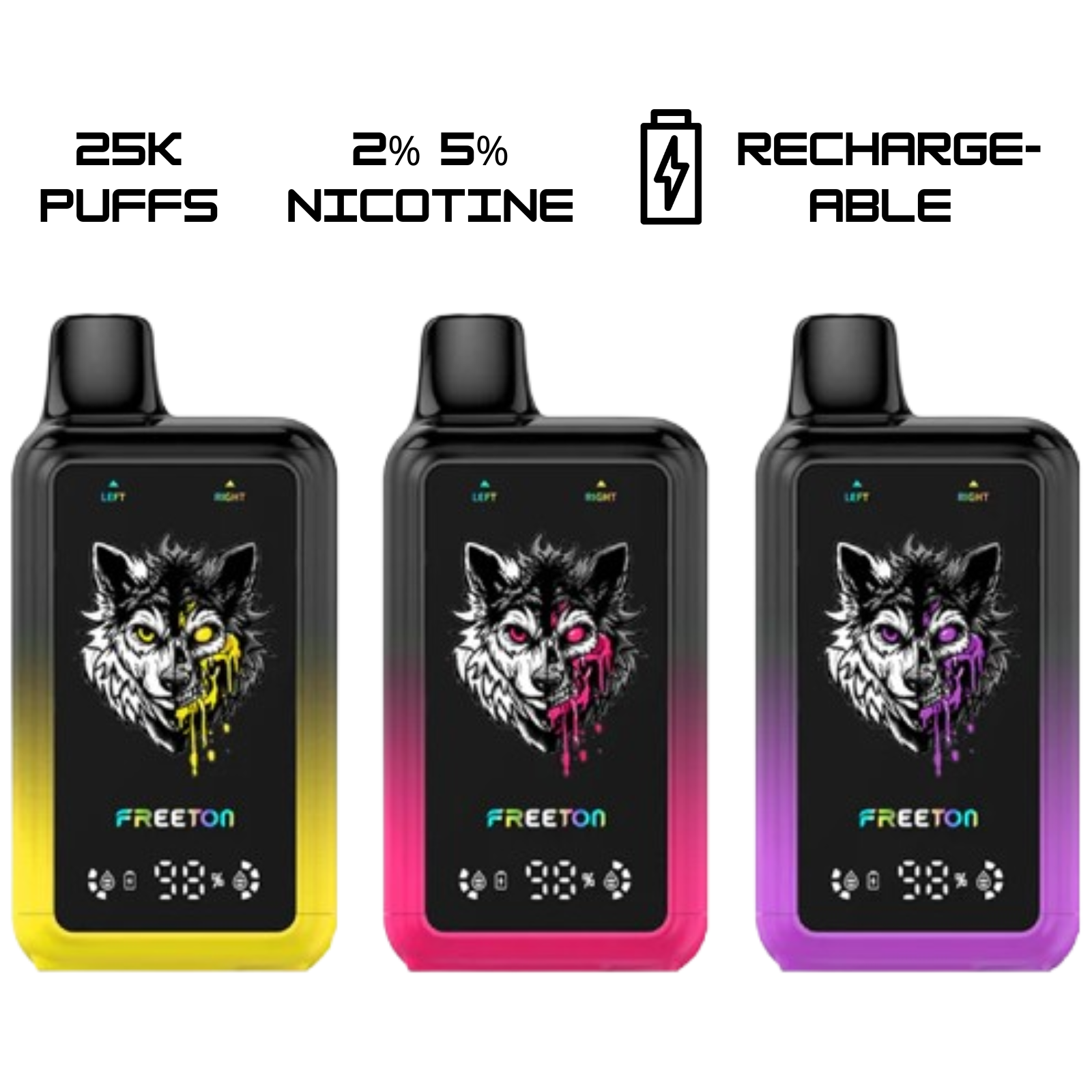 Freeton Alpha 2 Flavors in 1 Dual Flavor 25000 Puffs Disposable Vape 2% 20mg 5% 50mg Nic