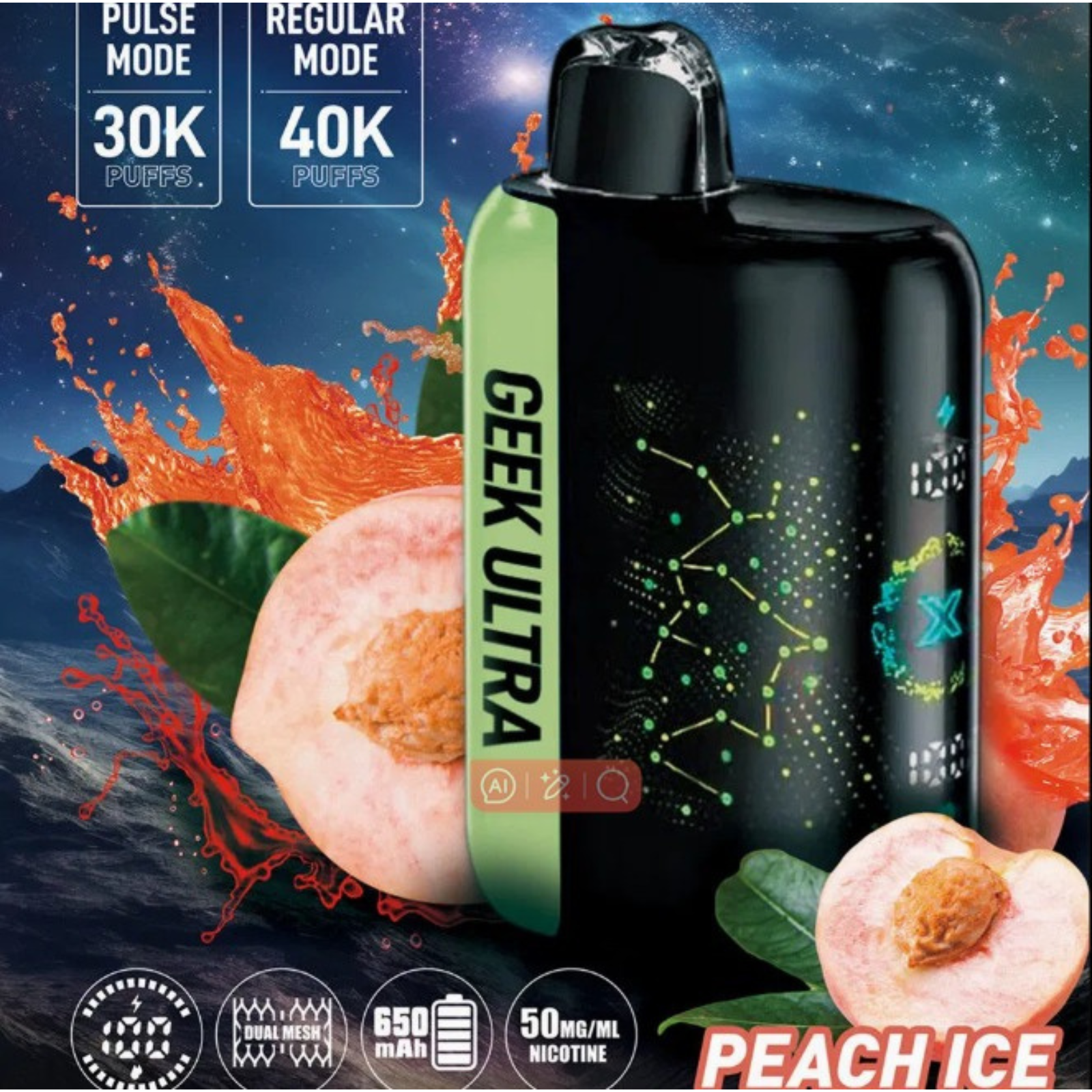 Geek Ultra Pulse X 40000 Puffs Disposable Vape 5% 50mg NIC