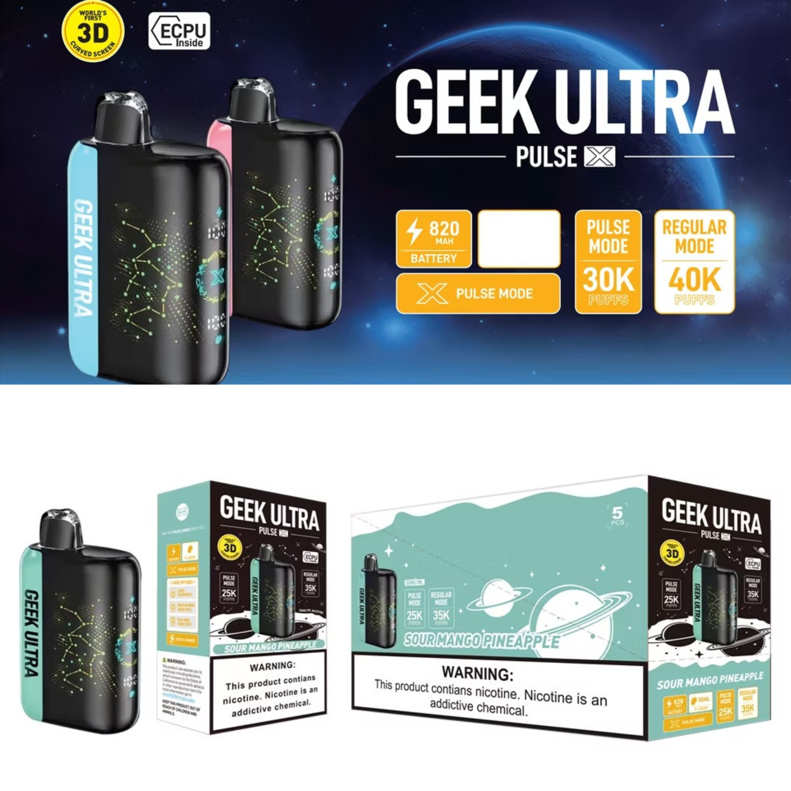 Geek Ultra Pulse X 40000 Puffs Disposable Vape 5% 50mg NIC