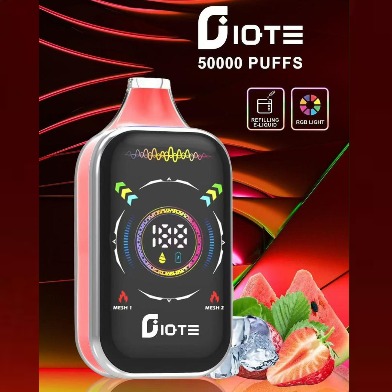 IQTE 50000 Puffs Dual Mesh RGB Full-Screen 38ml E-Liquid