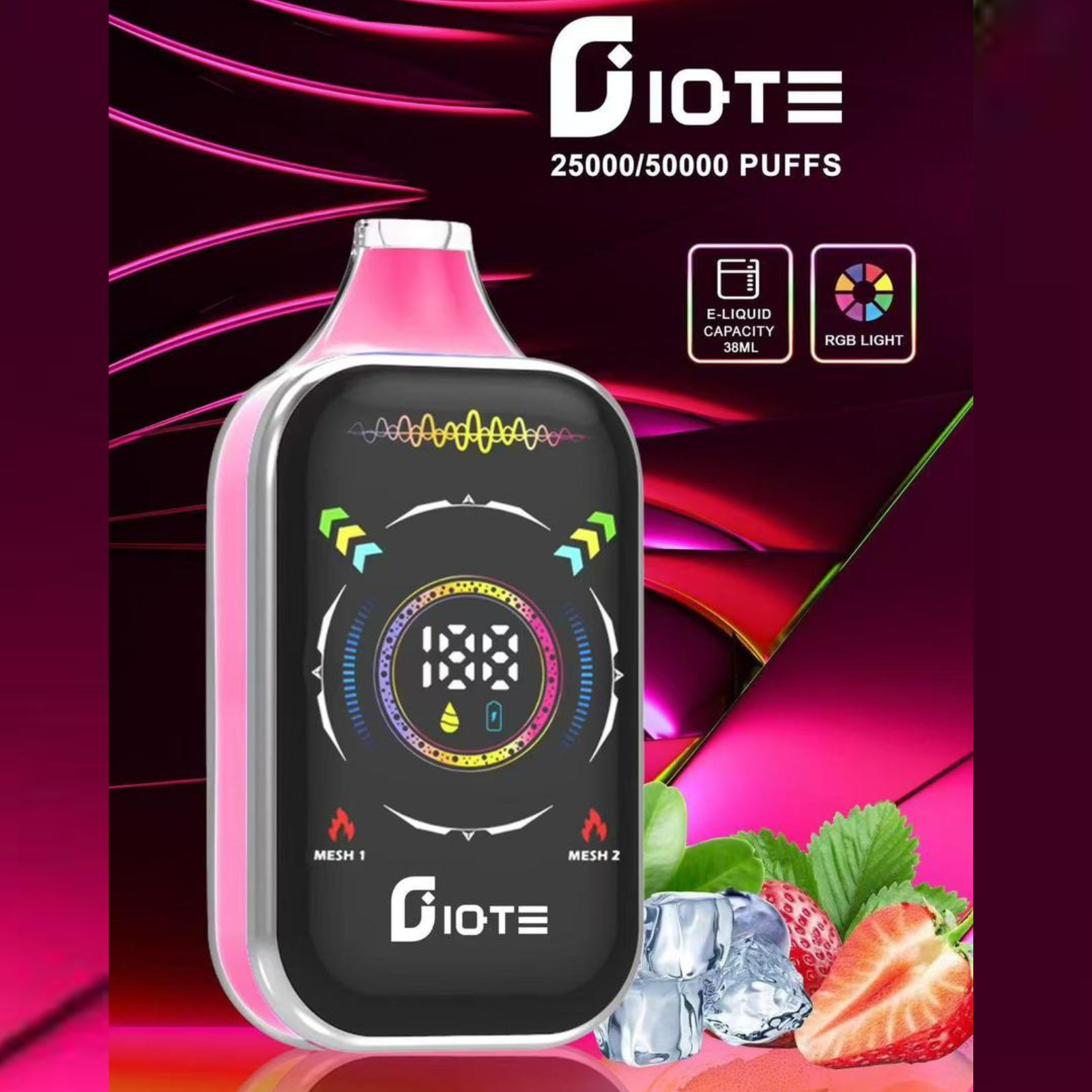 IQTE 50000 Puffs Dual Mesh RGB Full-Screen 38ml E-Liquid