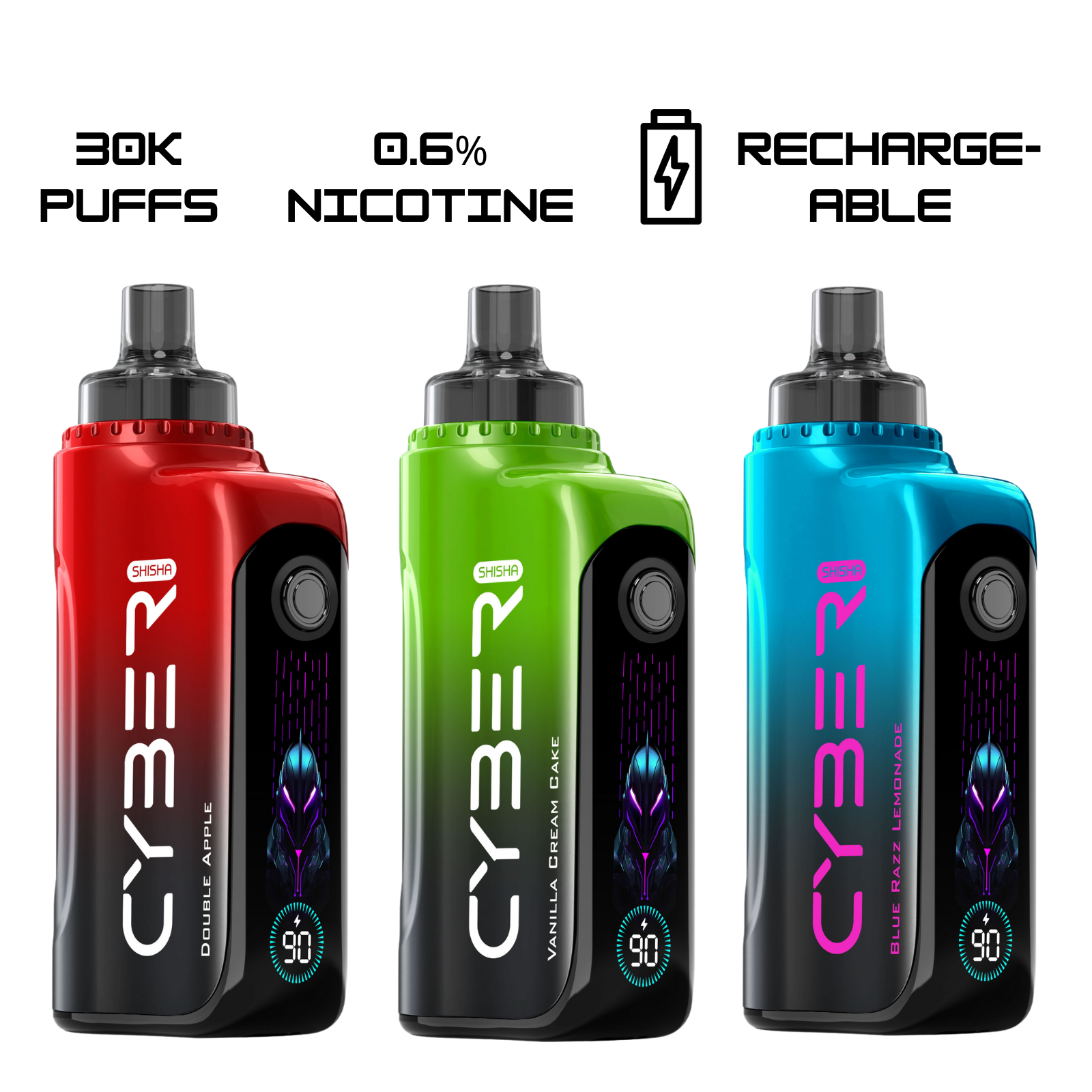 Keystone Cyber DTL Hookah Shisha 30000 Puffs Dynamic Screen Disposable Vape 0.6% 6mg NIC