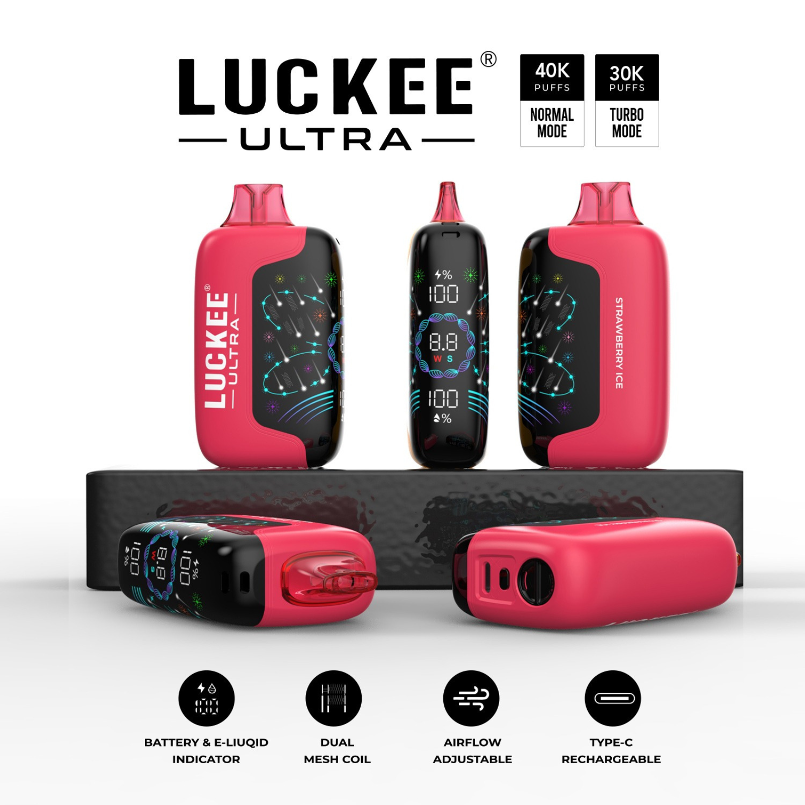 Luckee Ultra 40000K Puffs Disposable Vape Dual Mesh Coil UAE