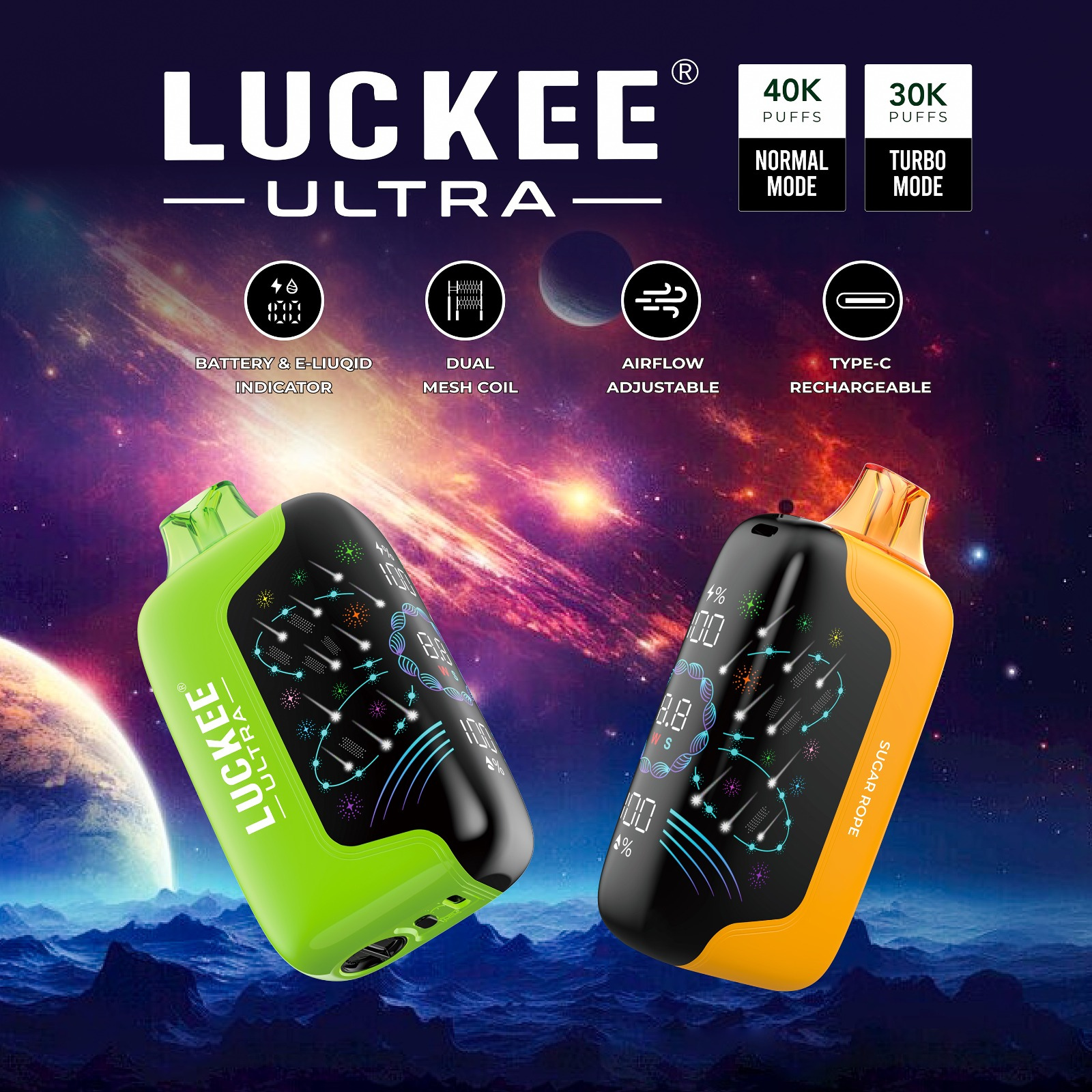 Luckee Ultra 40000K Puffs Disposable Vape Dual Mesh Coil UAE
