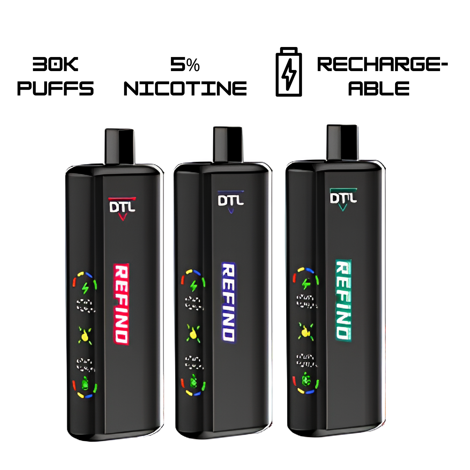 Flavor King Refind DTL Shisha Hookah 30000 Puffs Adjustable Airflow Disposable Vape 0.5% 5mg NIC