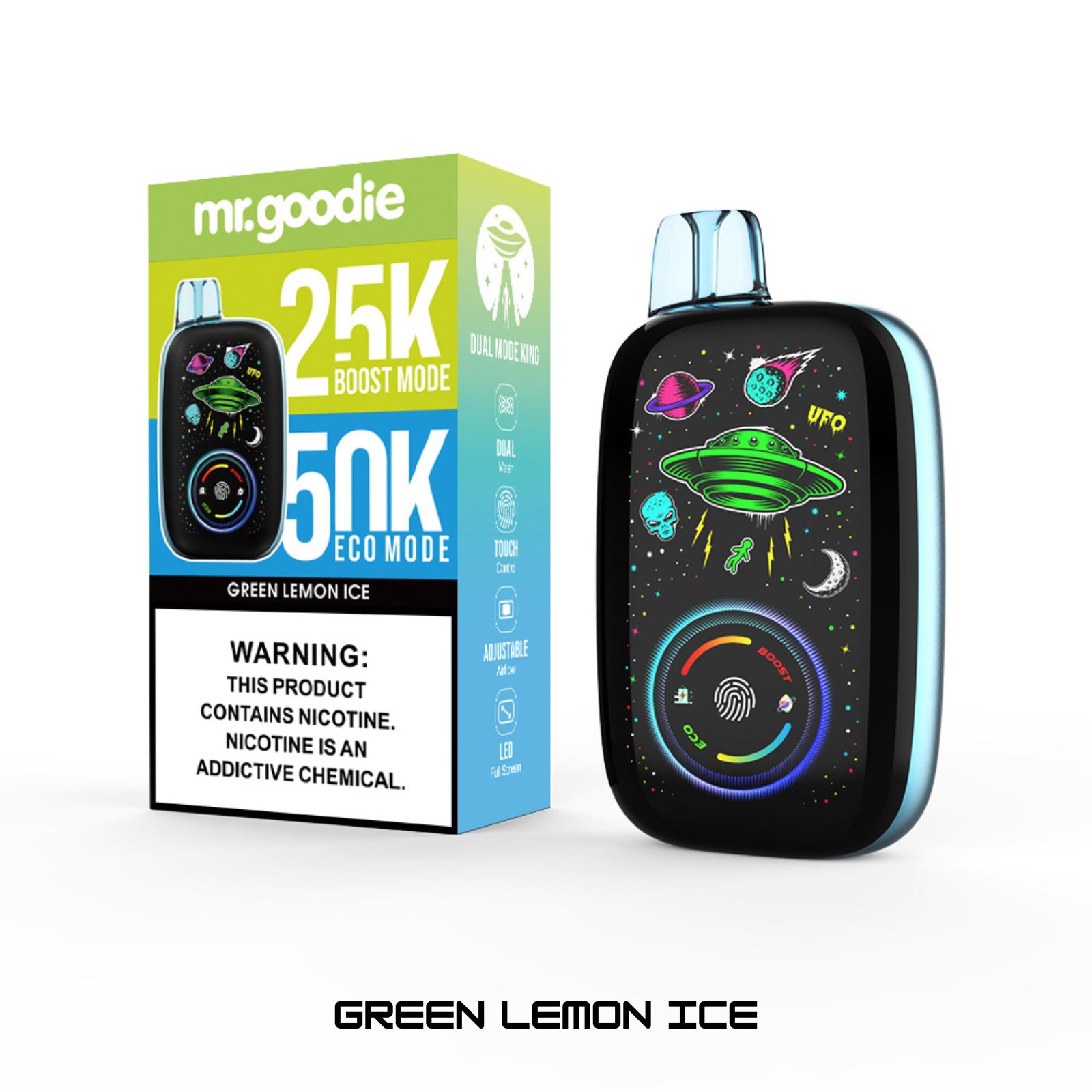 Mr.Goodie 50000 Puffs Adjustable Ice, Mirror Display Dual Mode Disposable Vape 5% 50mg NIC