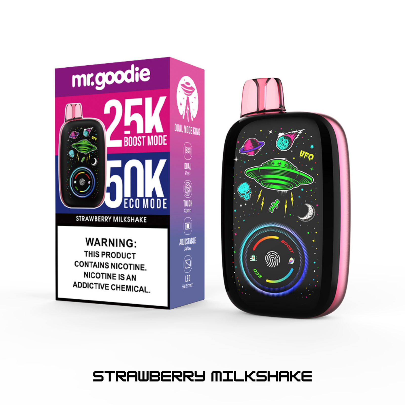 Mr.Goodie 50000 Puffs Adjustable Ice, Mirror Display Dual Mode Disposable Vape 5% 50mg NIC