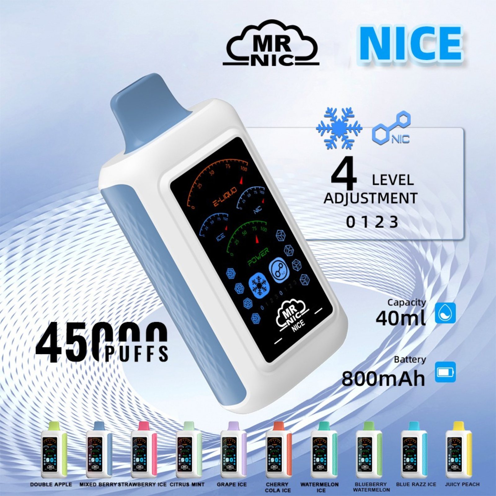 Mr Nic Nice 45000 Puffs Ice+Nic Control Disposable Vape 5% 50mg NIC