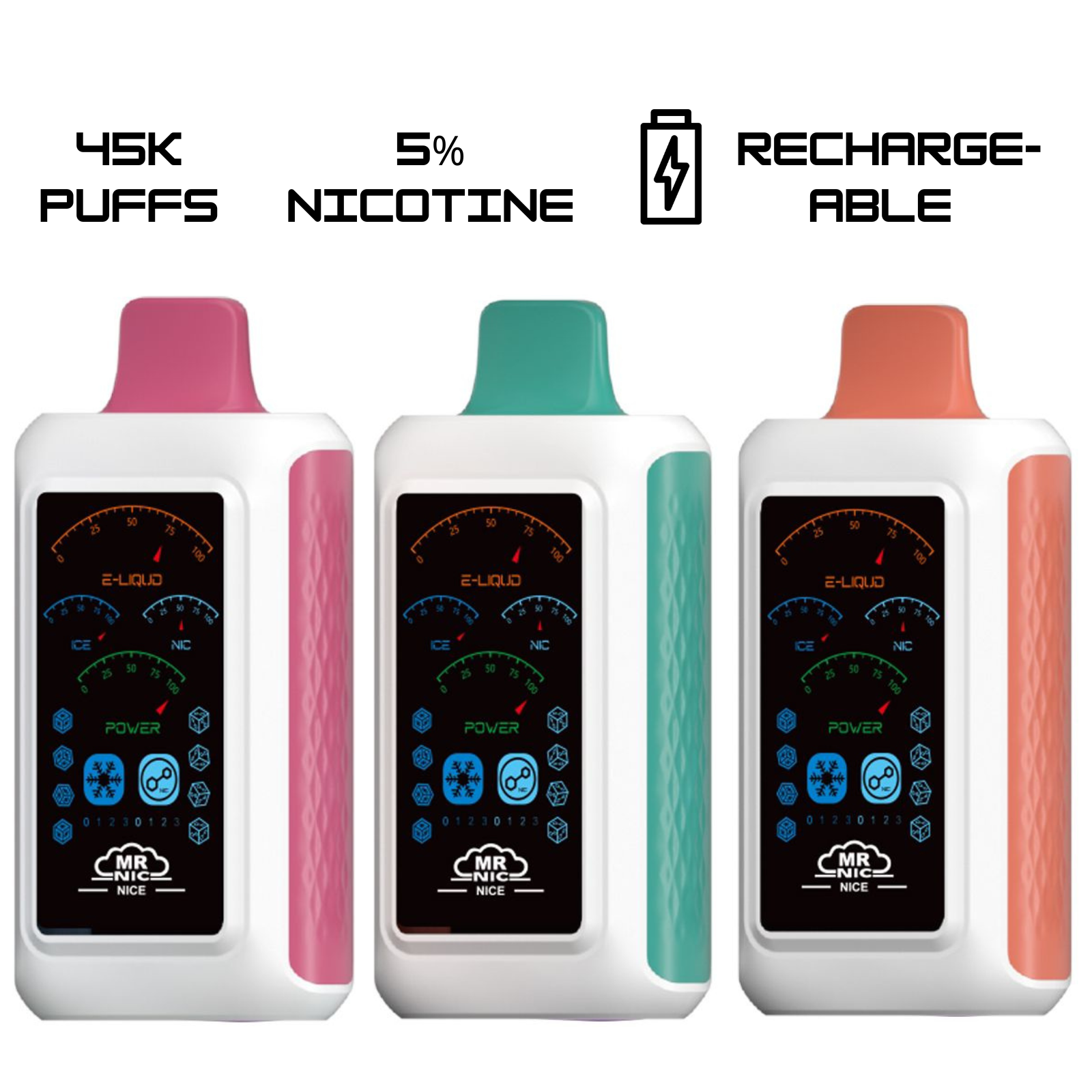 Mr Nic Nice 45000 Puffs Ice+Nic Control Disposable Vape 5% 50mg NIC