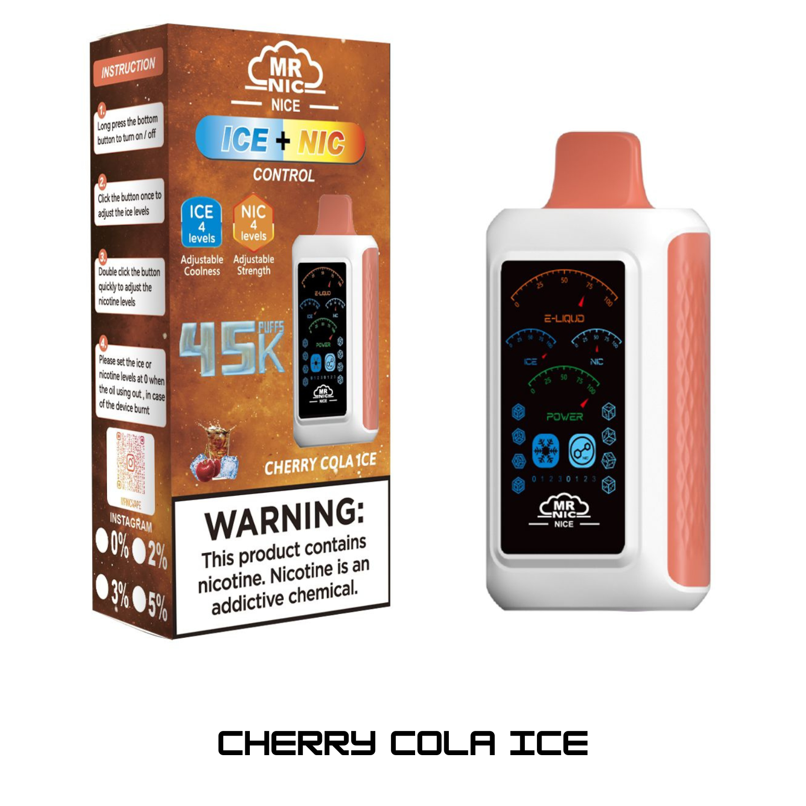 Mr Nic Nice 45000 Puffs Ice+Nic Control Disposable Vape 5% 50mg NIC