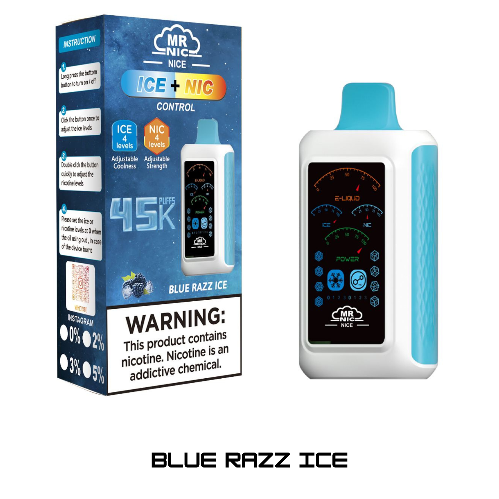 Mr Nic Nice 45000 Puffs Ice+Nic Control Disposable Vape 5% 50mg NIC