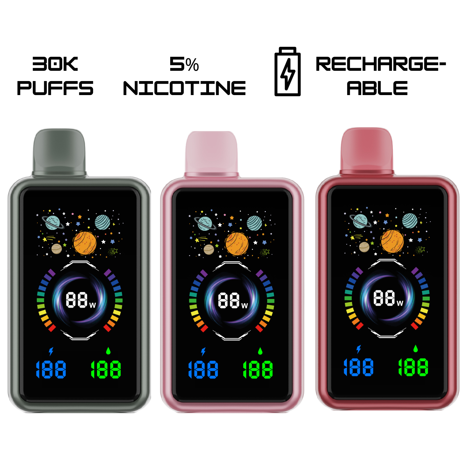 OVNS MESH 30000 Puffs Adjustable Airflow, OLED Screen, Dual Mesh Coil Disposable Vape 5% NIC