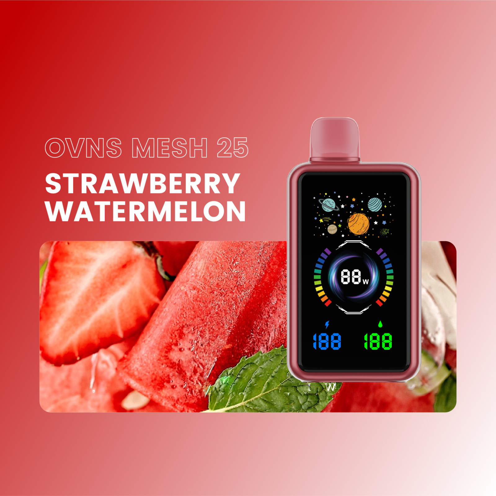 OVNS MESH 30000 Puffs Adjustable Airflow, OLED Screen, Dual Mesh Coil Disposable Vape 5% NIC