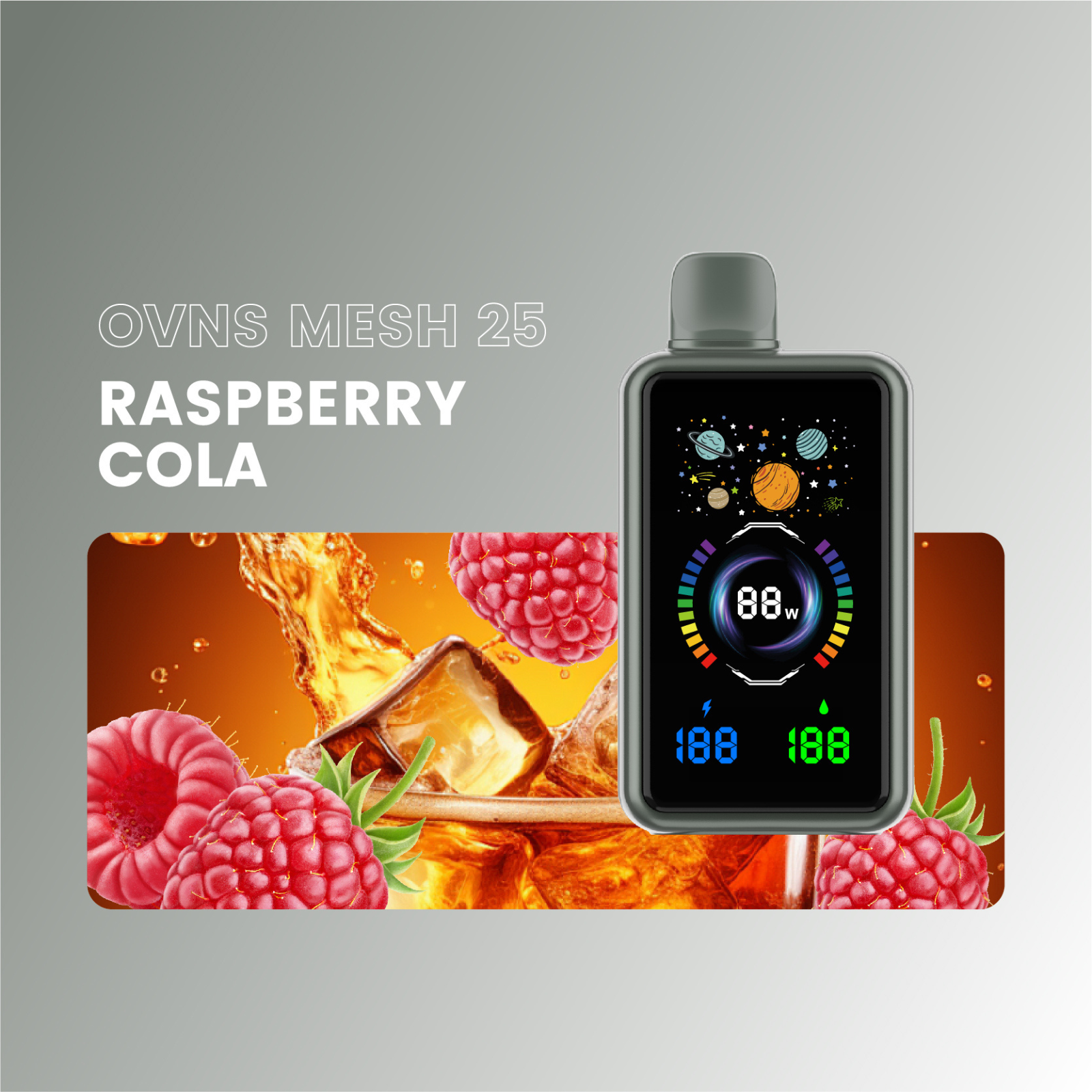 OVNS MESH 30000 Puffs Adjustable Airflow, OLED Screen, Dual Mesh Coil Disposable Vape 5% NIC
