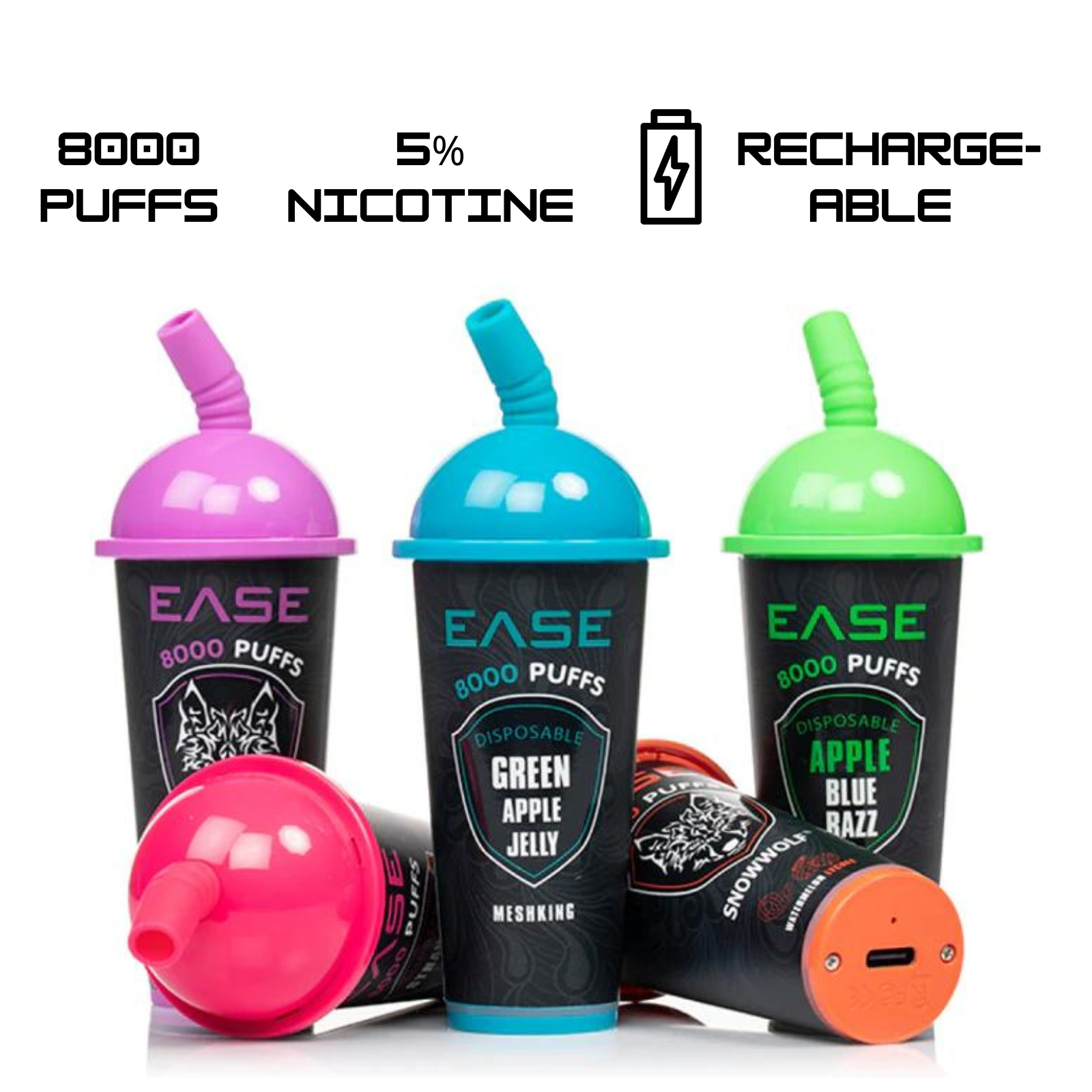Snow Wolf Ease 8000 Puffs Disposable Vape 5% 50mg Nic