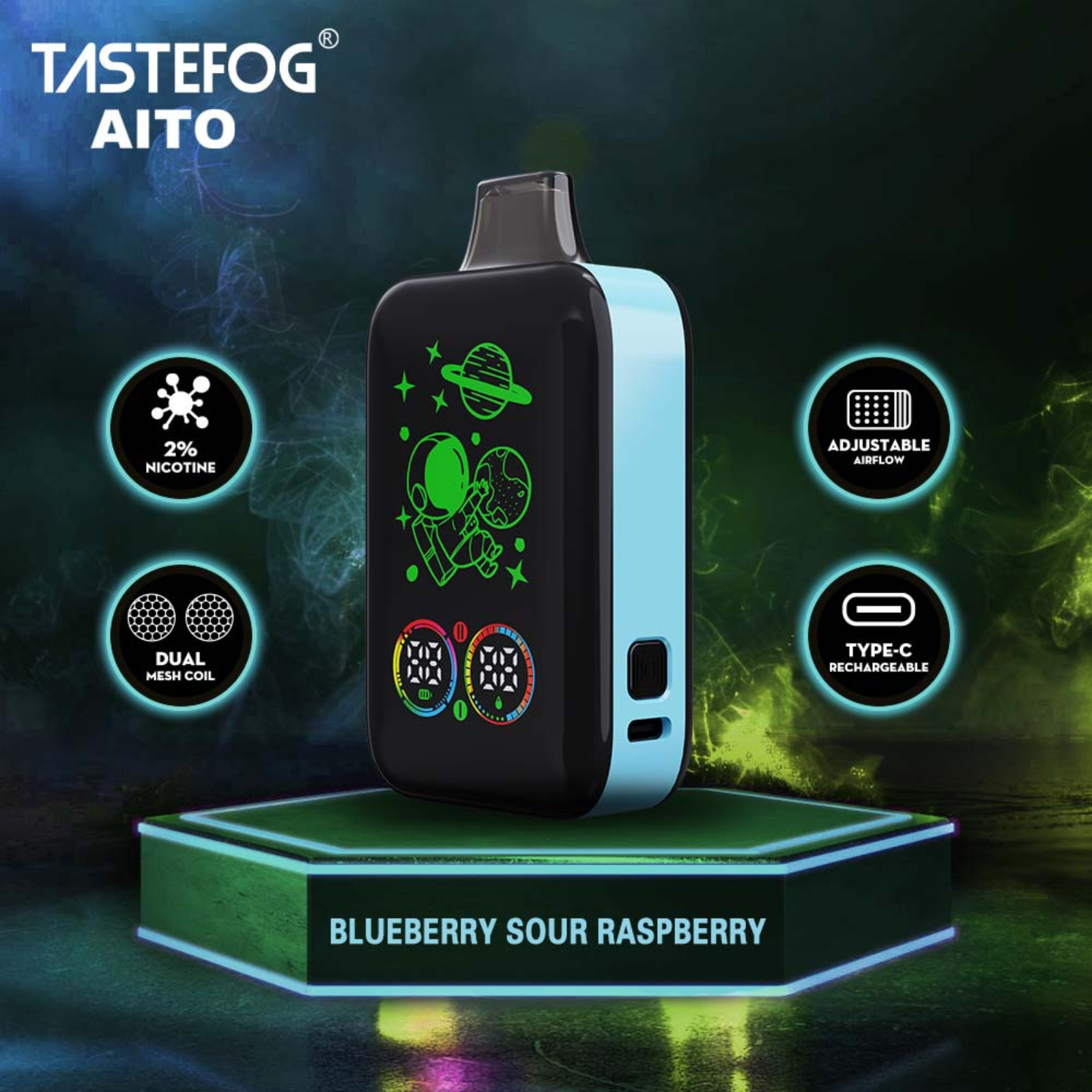 Tastefog AITO 25000 Puffs Smart & Boost Mode Disposable Vape 2% 20mg NIC