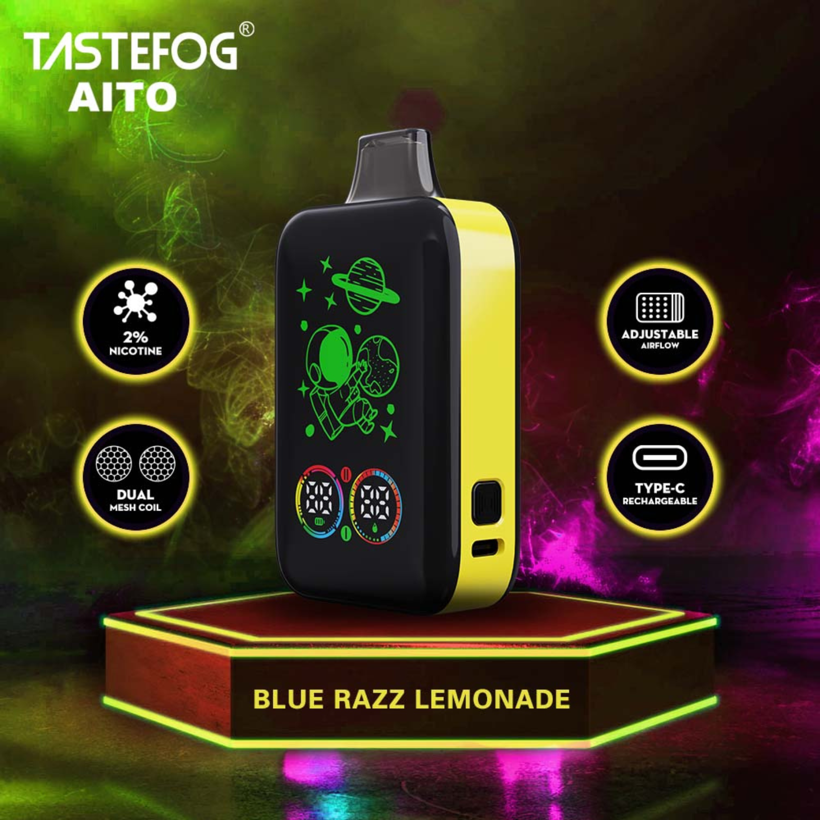 Tastefog AITO 25000 Puffs Smart & Boost Mode Disposable Vape 2% 20mg NIC