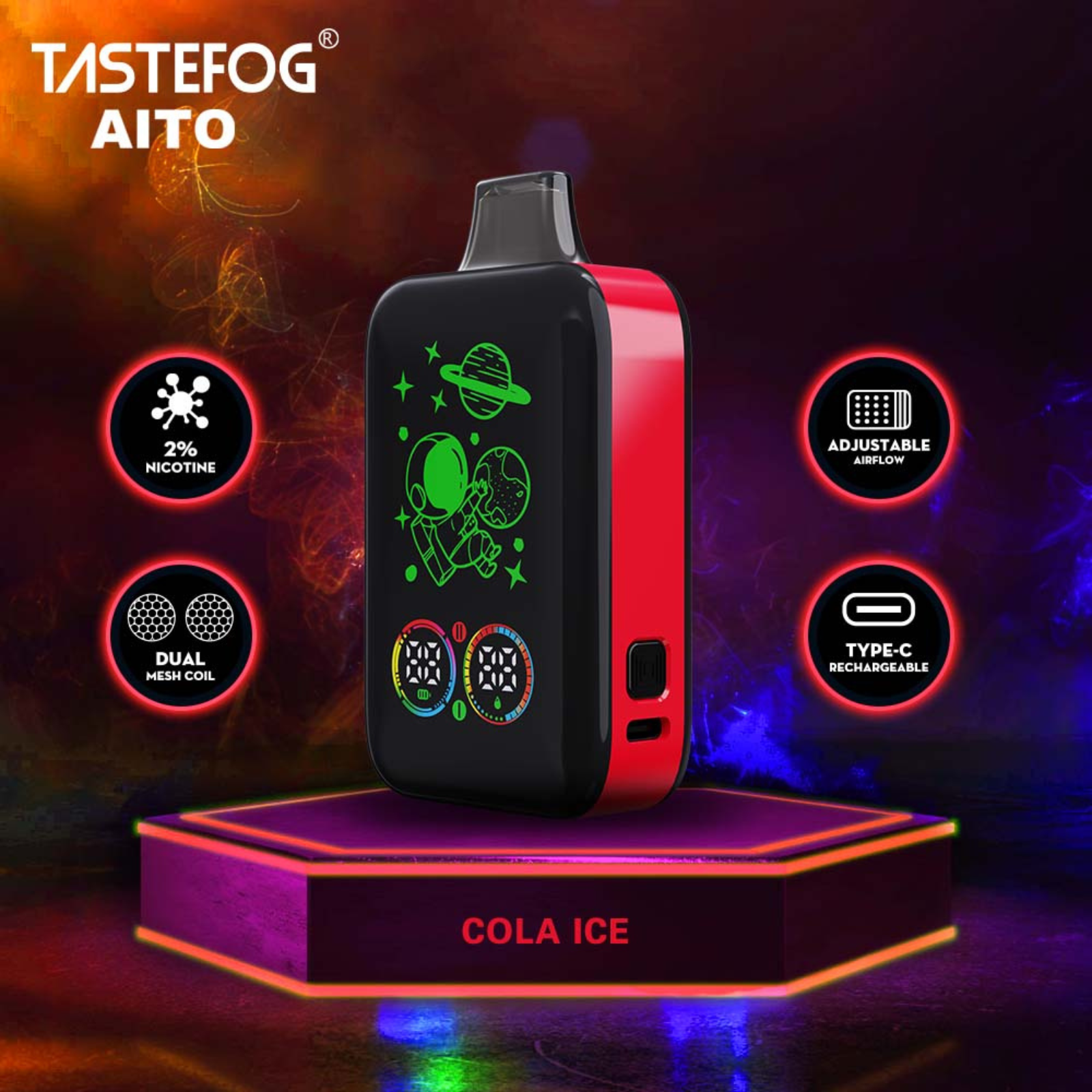 Tastefog AITO 25000 Puffs Smart & Boost Mode Disposable Vape 2% 20mg NIC