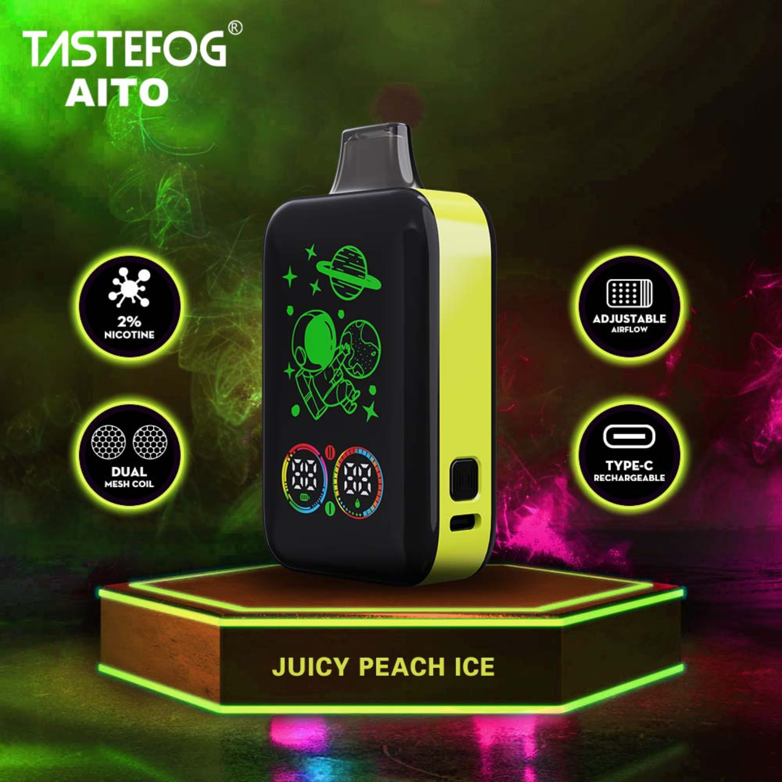 Tastefog AITO 25000 Puffs Smart & Boost Mode Disposable Vape 2% 20mg NIC