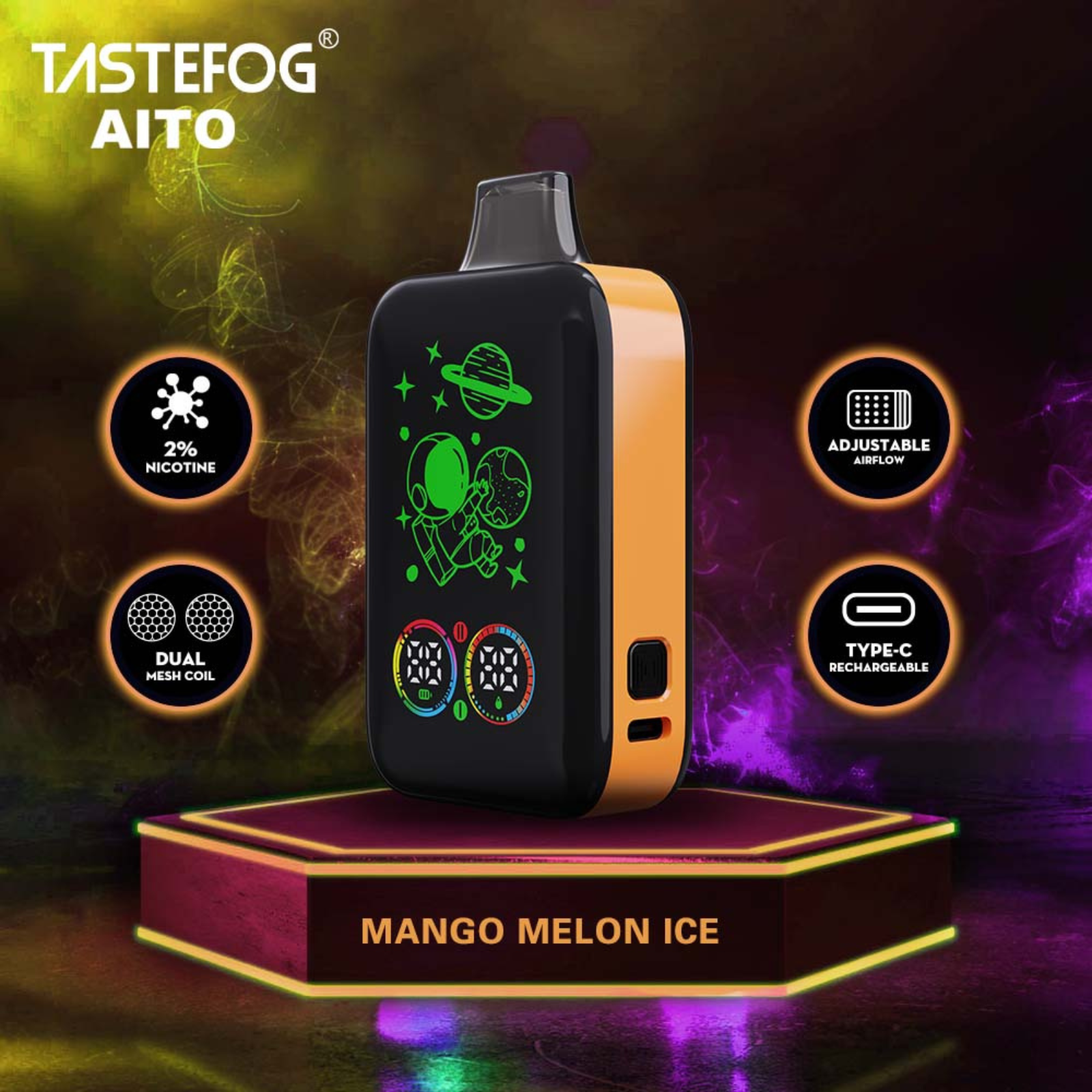 Tastefog AITO 25000 Puffs Smart & Boost Mode Disposable Vape 2% 20mg NIC