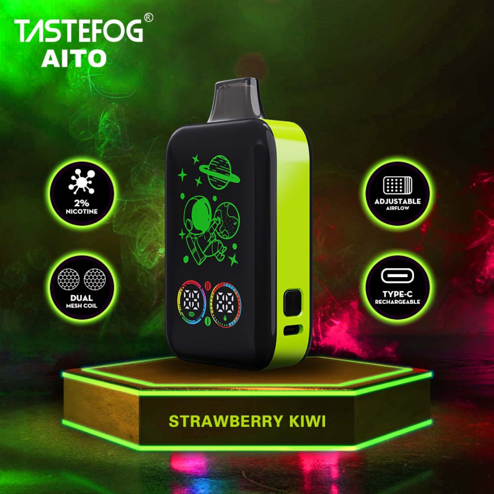 Tastefog AITO 25000 Puffs Smart & Boost Mode Disposable Vape 2% 20mg NIC