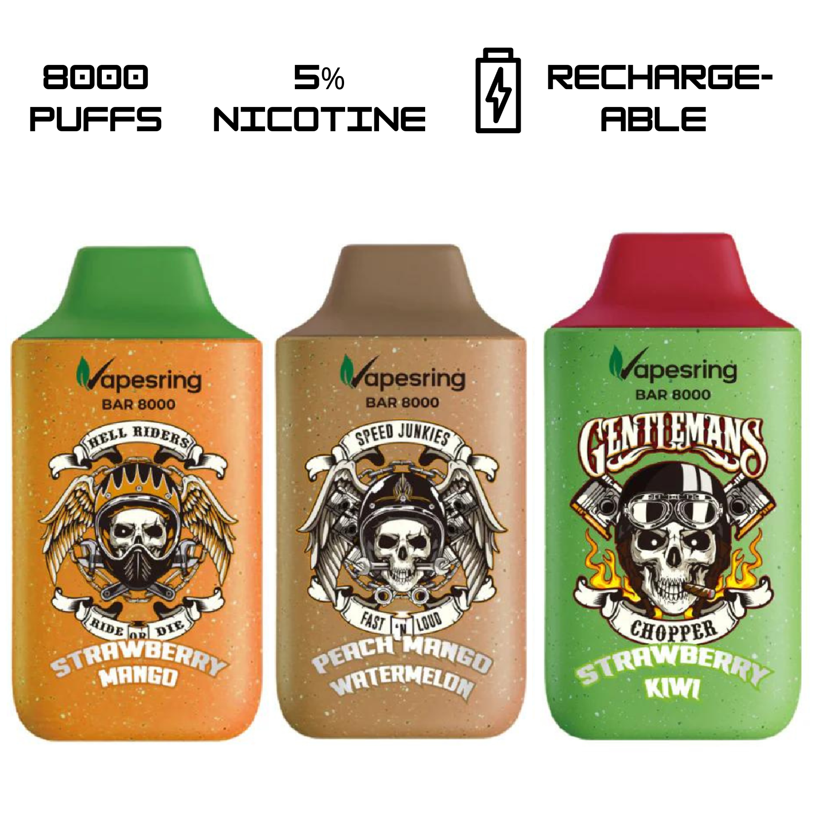 Vapesring Bar 8000 Puffs Disposable Vape 5% 50mg Nic