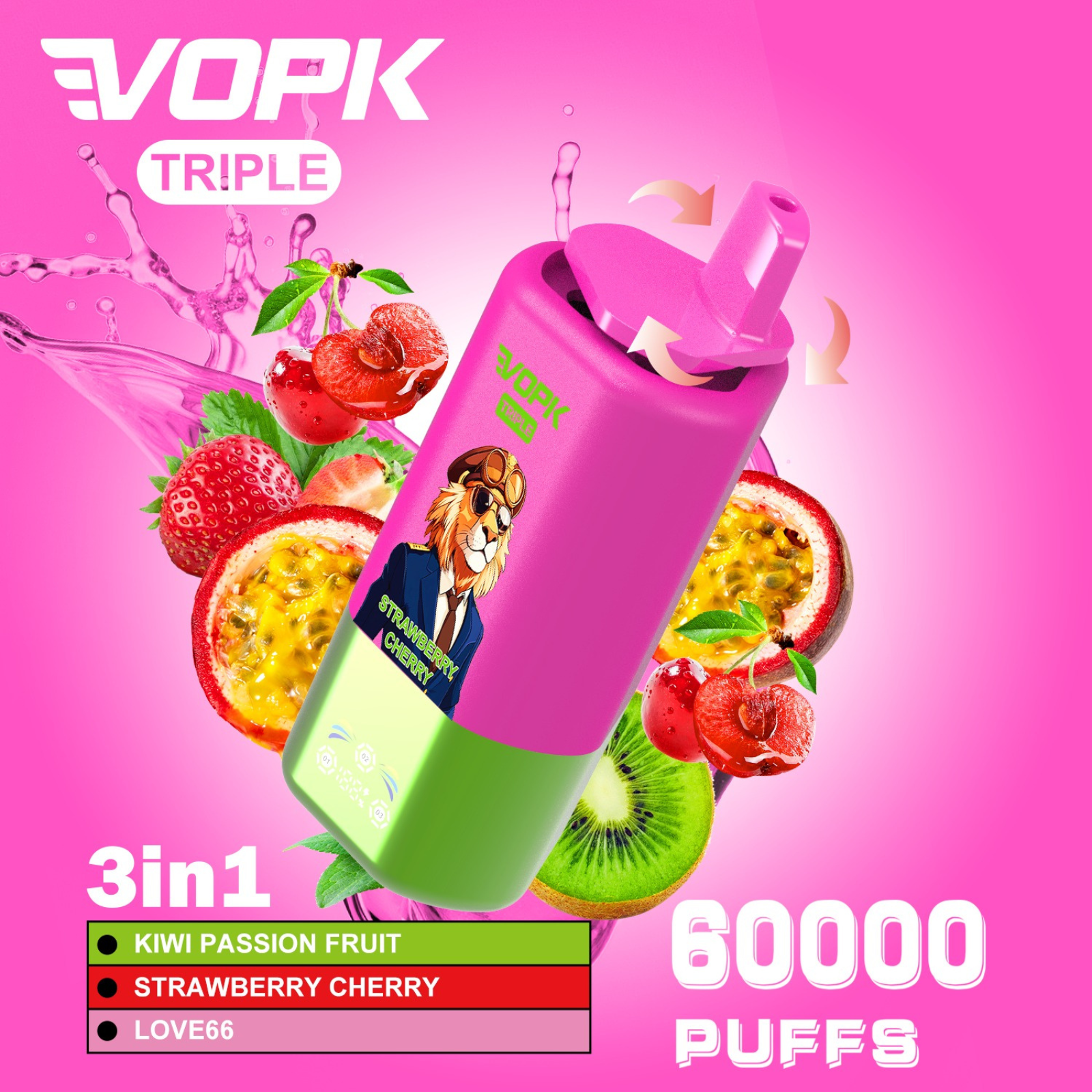 VOPK ULTRA 3 Flavors in 1 60000 Puffs Disposable Vape 5% 50mg NIC
