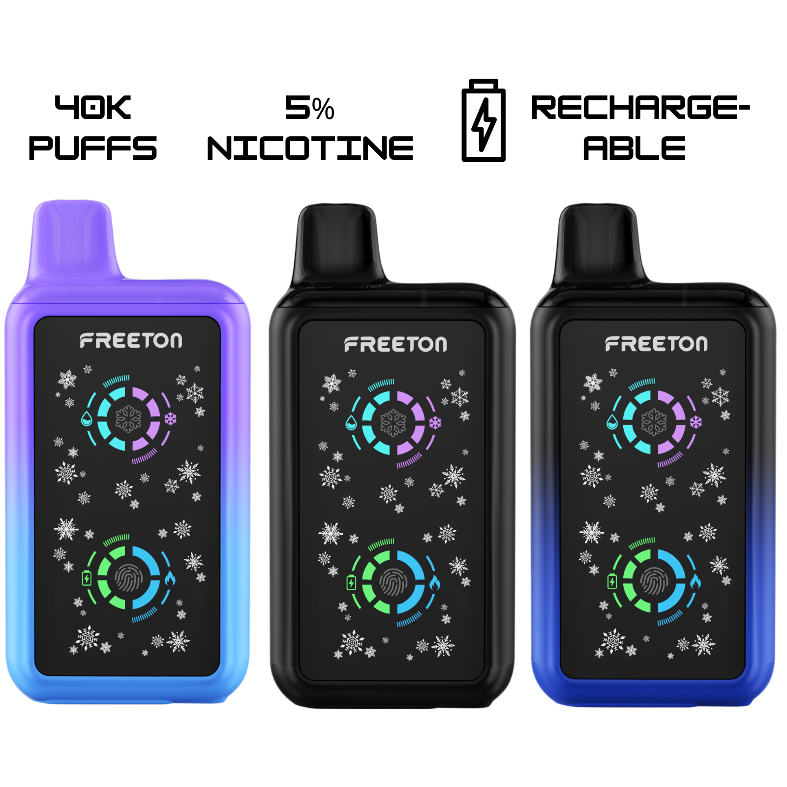 Freeton Alpha Zero 40000 Puffs ADJUSTABLE ICE LEVELS Disposable Vape 5% 50mg Nic