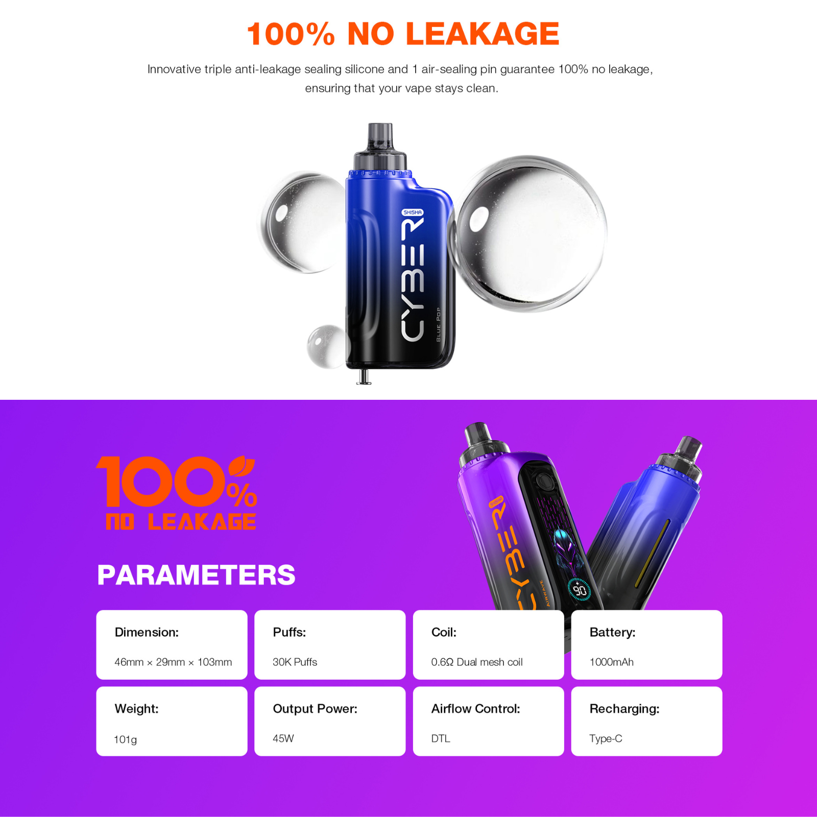 Keystone Cyber DTL Hookah Shisha 30000 Puffs Dynamic Screen Disposable Vape  1% 10mg NIC